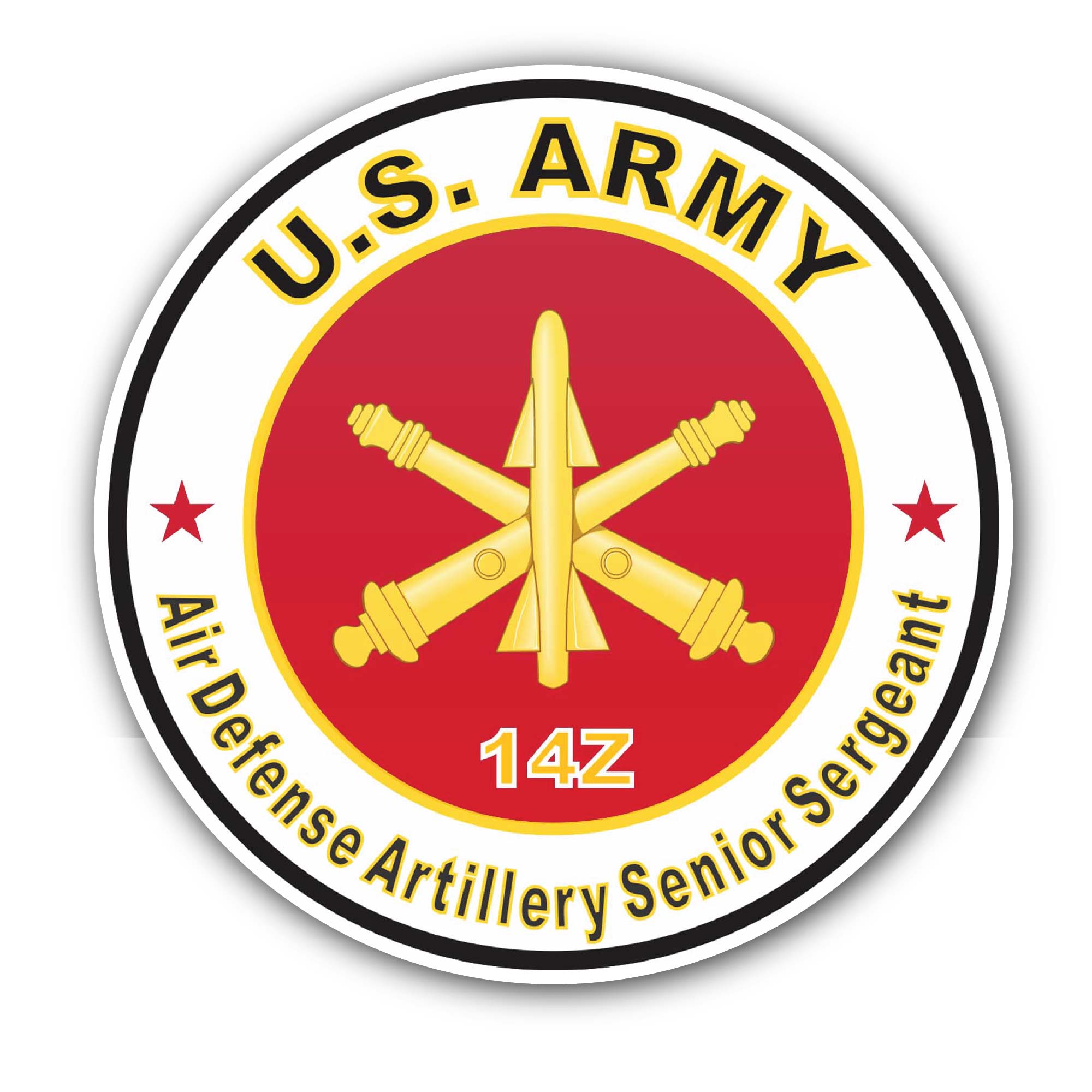 U.S. Army MOS 14Z Air Defense Artillery Senior Sergeant Sticker, Waterproof Vinyl Decal Sticker Indoor Or Outdoor 2 (Pieces) 3" and 5"