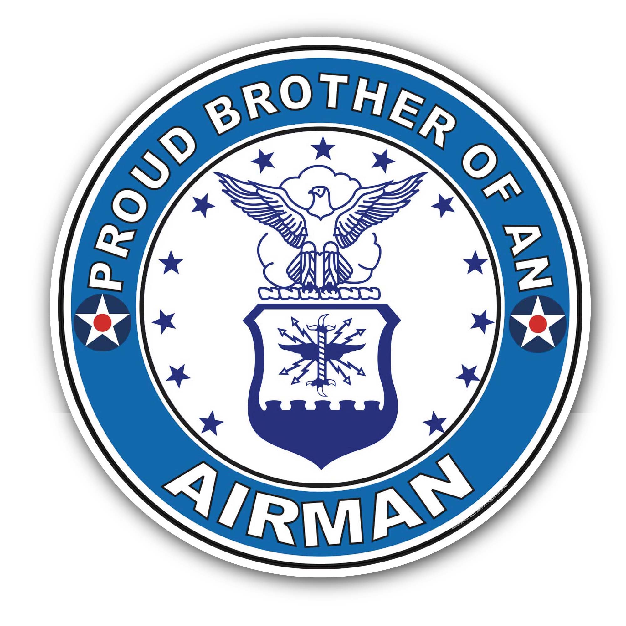 Proud Brother of an Airman U.S. Air Force Sticker, Waterproof Vinyl Decal Sticker Indoor Or Outdoor 2 (Pieces) 3" and 5"