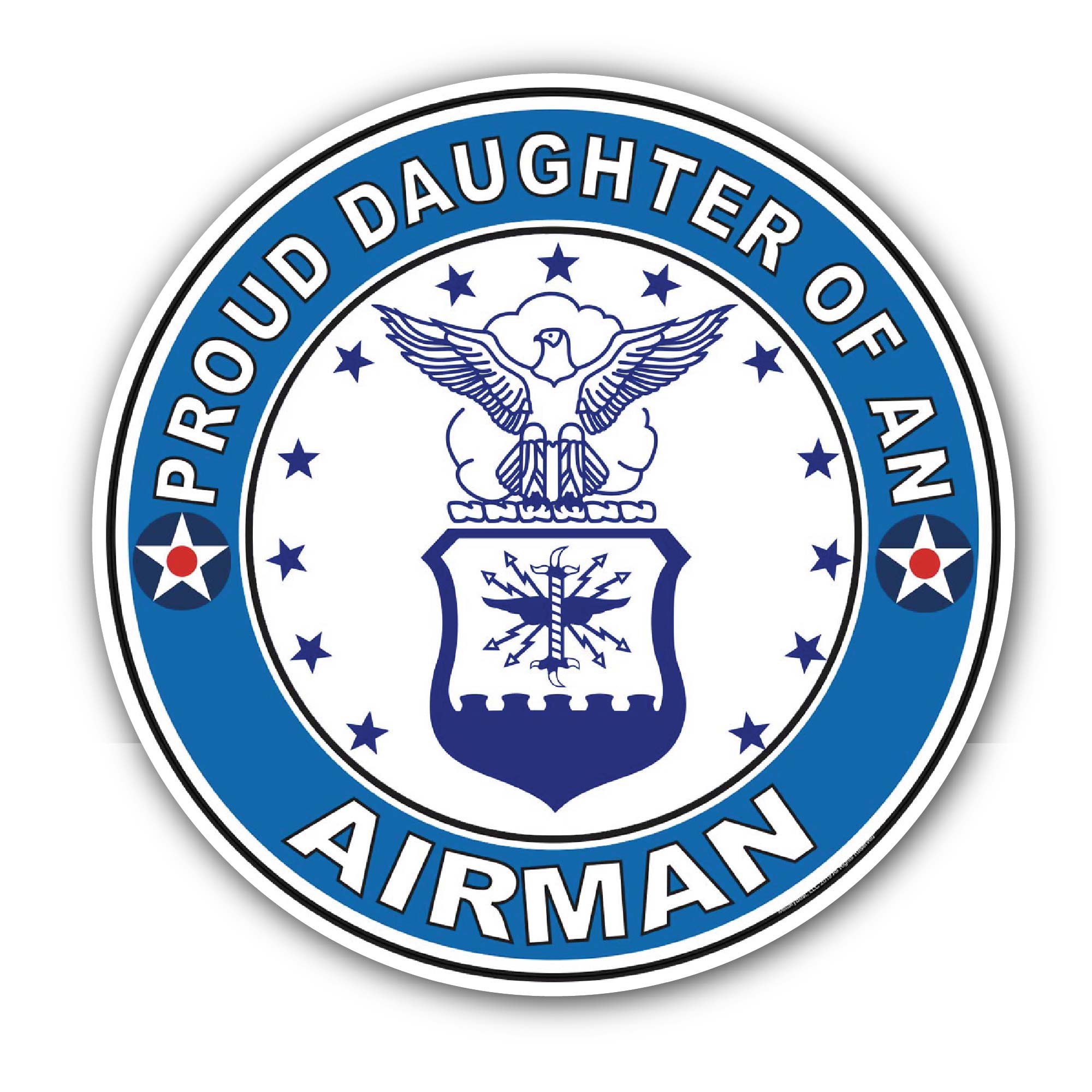 Proud Daughter of an Airman U.S. Air Force Sticker, Waterproof Vinyl Decal Sticker Indoor Or Outdoor 2 (Pieces) 3" and 5"
