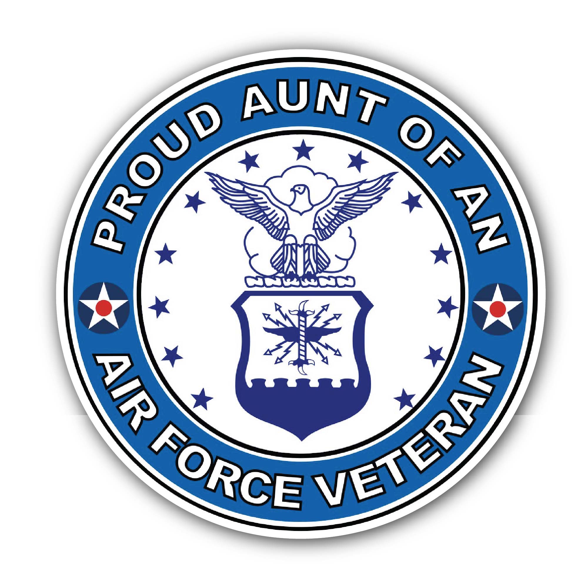 U.S. Air Force Veteran Proud Aunt Sticker, Waterproof Vinyl Decal Sticker Indoor Or Outdoor 2 (Pieces) 3" and 5"