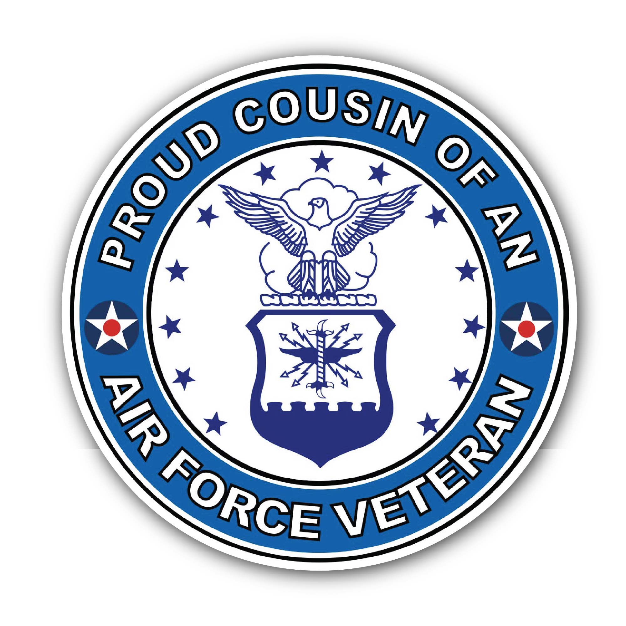 U.S. Air Force Veteran Proud Cousin Sticker, Waterproof Vinyl Decal Sticker Indoor Or Outdoor 2 (Pieces) 3" and 5"