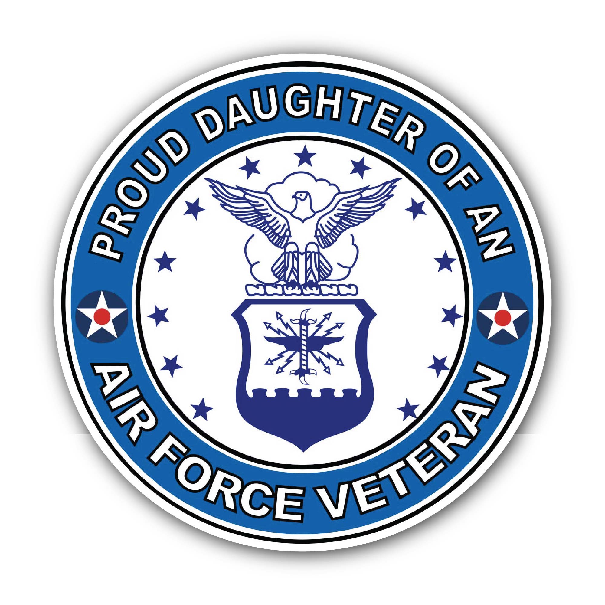 U.S. Air Force Veteran Proud Daughter Sticker, Waterproof Vinyl Decal Sticker Indoor Or Outdoor 2 (Pieces) 3" and 5"