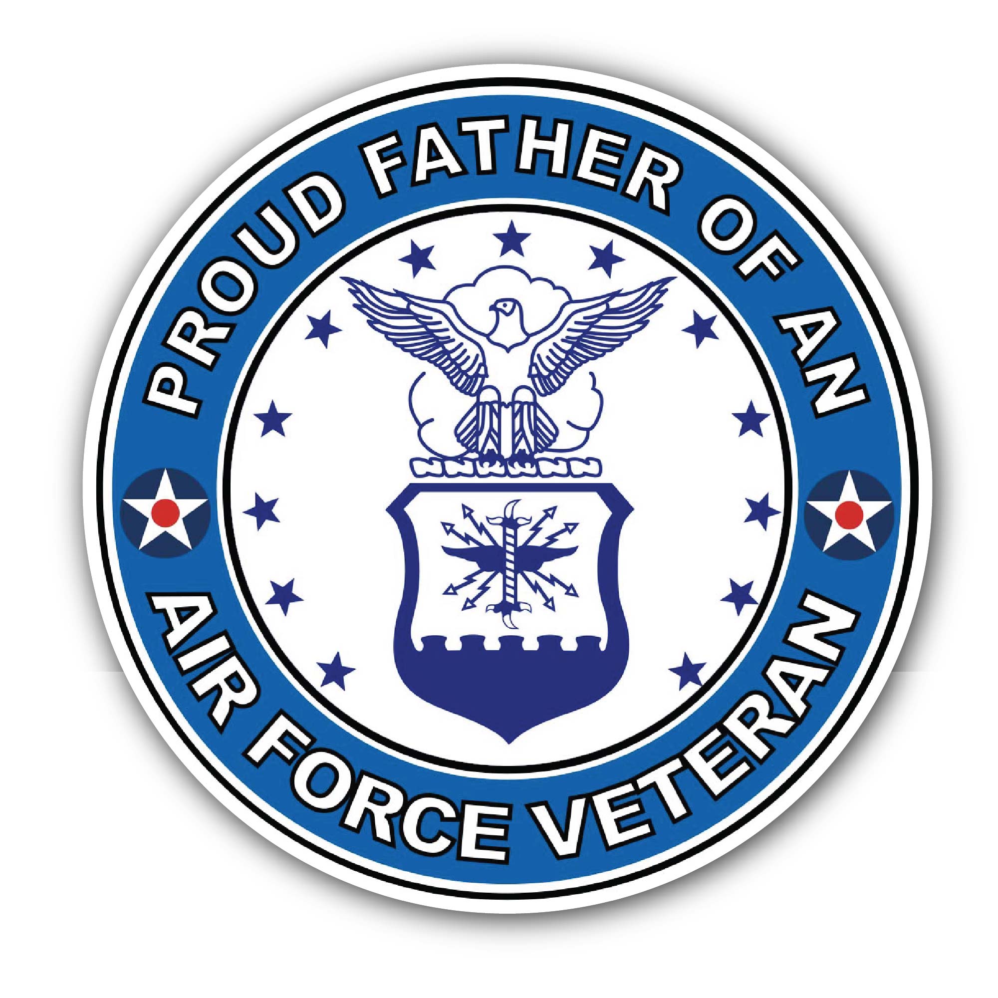 U.S. Air Force Veteran Proud Father Sticker, Waterproof Vinyl Decal Sticker Indoor Or Outdoor 2 (Pieces) 3" and 5"