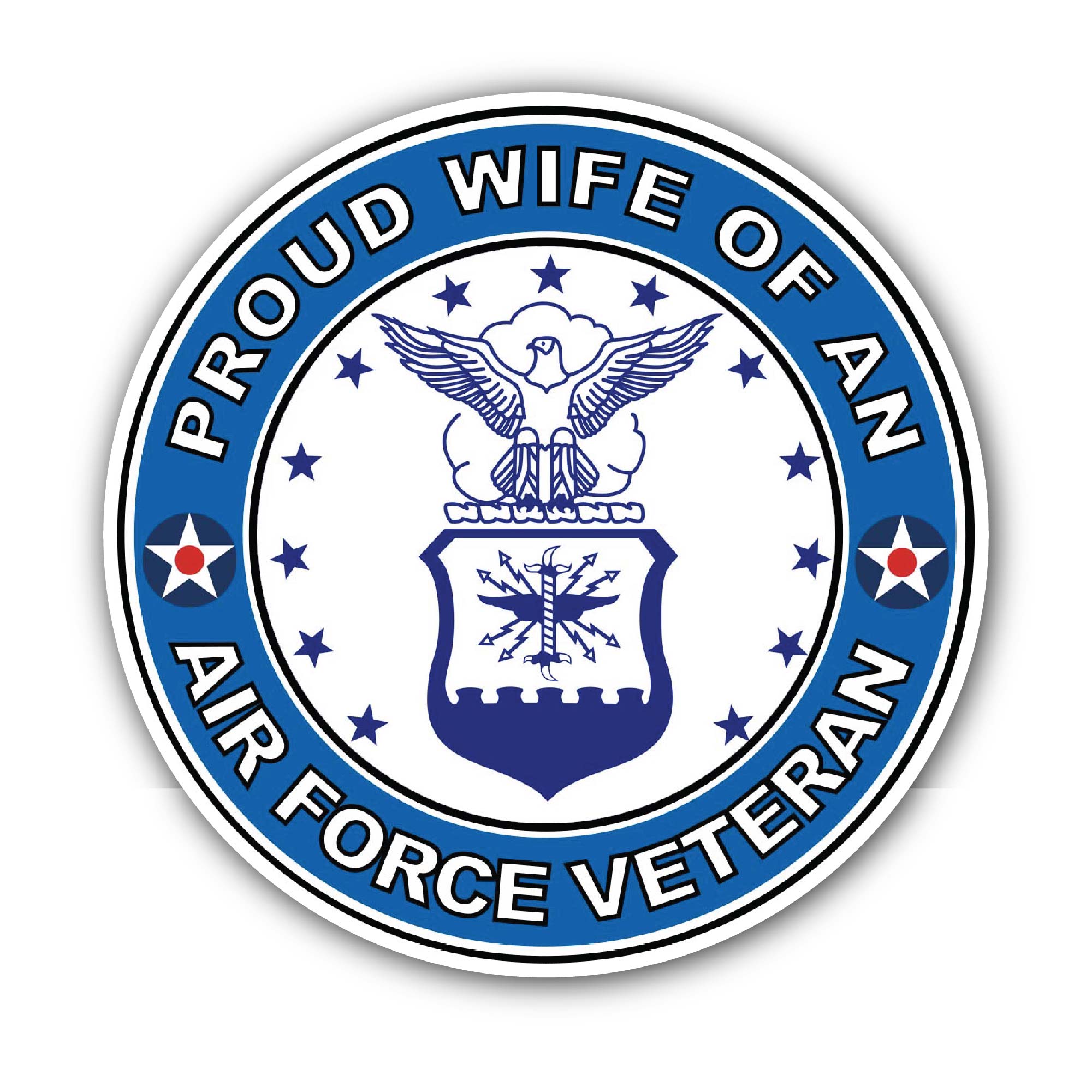 U.S. Air Force Veteran Proud Wife Sticker, Waterproof Vinyl Decal Sticker Indoor Or Outdoor 2 (Pieces) 3" and 5"