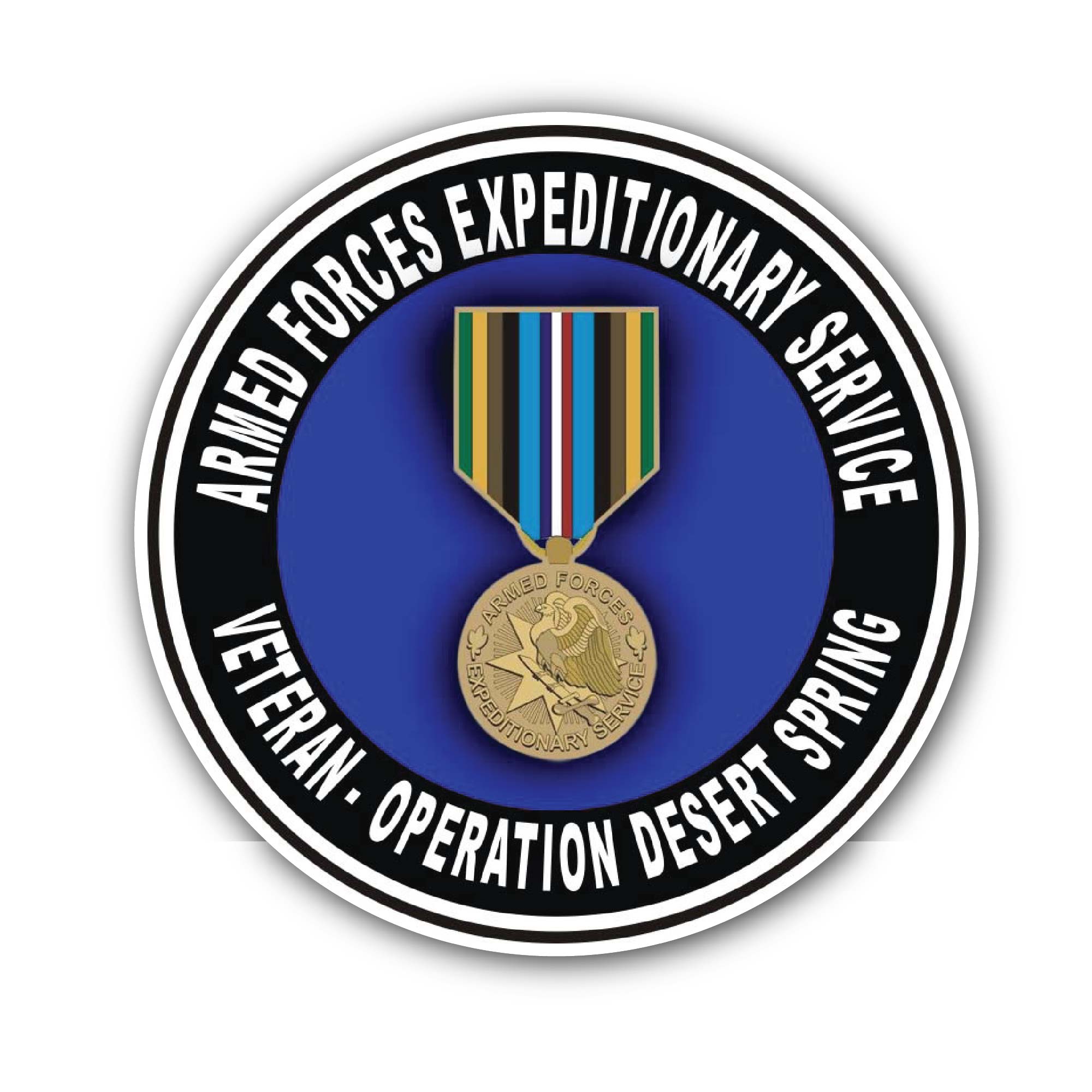 Armed Forces Expeditionary Medal Operation Desert Spring Sticker, Waterproof Vinyl Decal Sticker Indoor Or Outdoor 2 (Pieces) 3" and 5"