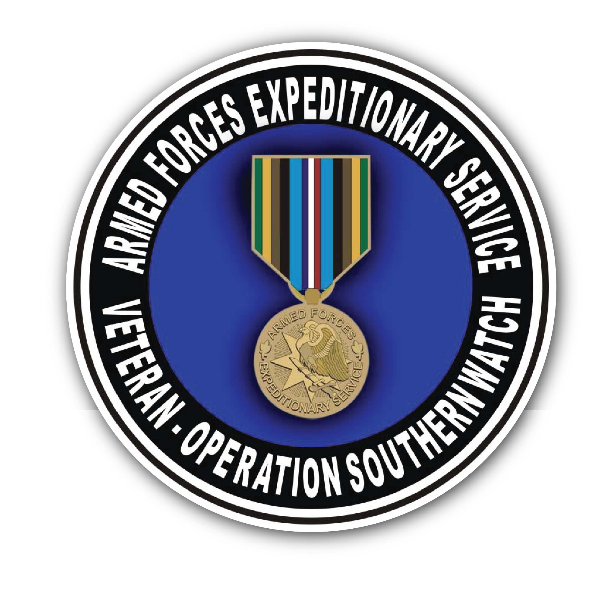 Armed Forces Expeditionary Medal Operation Southern Watch Sticker, Waterproof Vinyl Decal Sticker Indoor Or Outdoor 2 (Pieces) 3" and 5"
