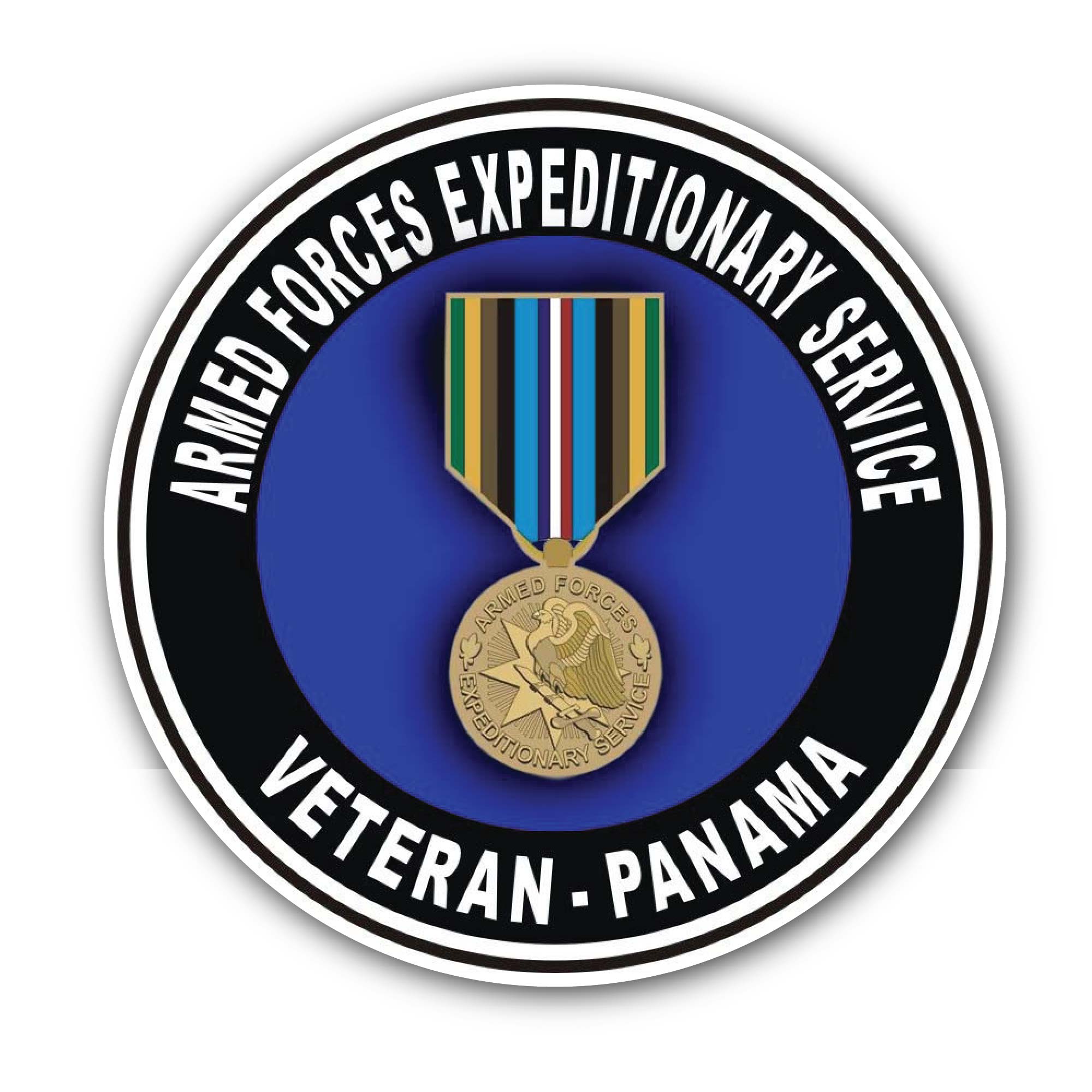 Armed Forces Expeditionary Medal Panama Sticker, Waterproof Vinyl Decal Sticker Indoor Or Outdoor 2 (Pieces) 3" and 5"