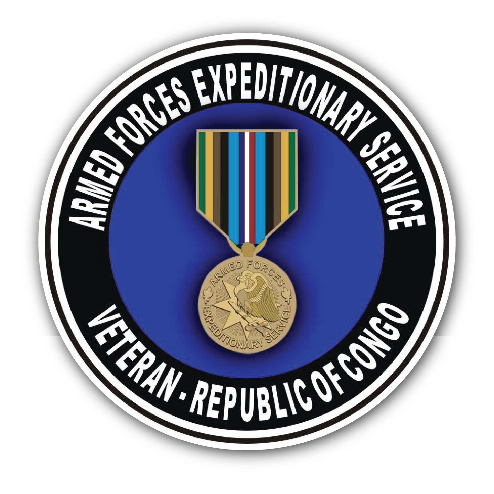 Armed Forces Expeditionary Medal Republic of Congo Sticker, Waterproof Vinyl Decal Sticker Indoor Or Outdoor 2 (Pieces) 3" and 5"