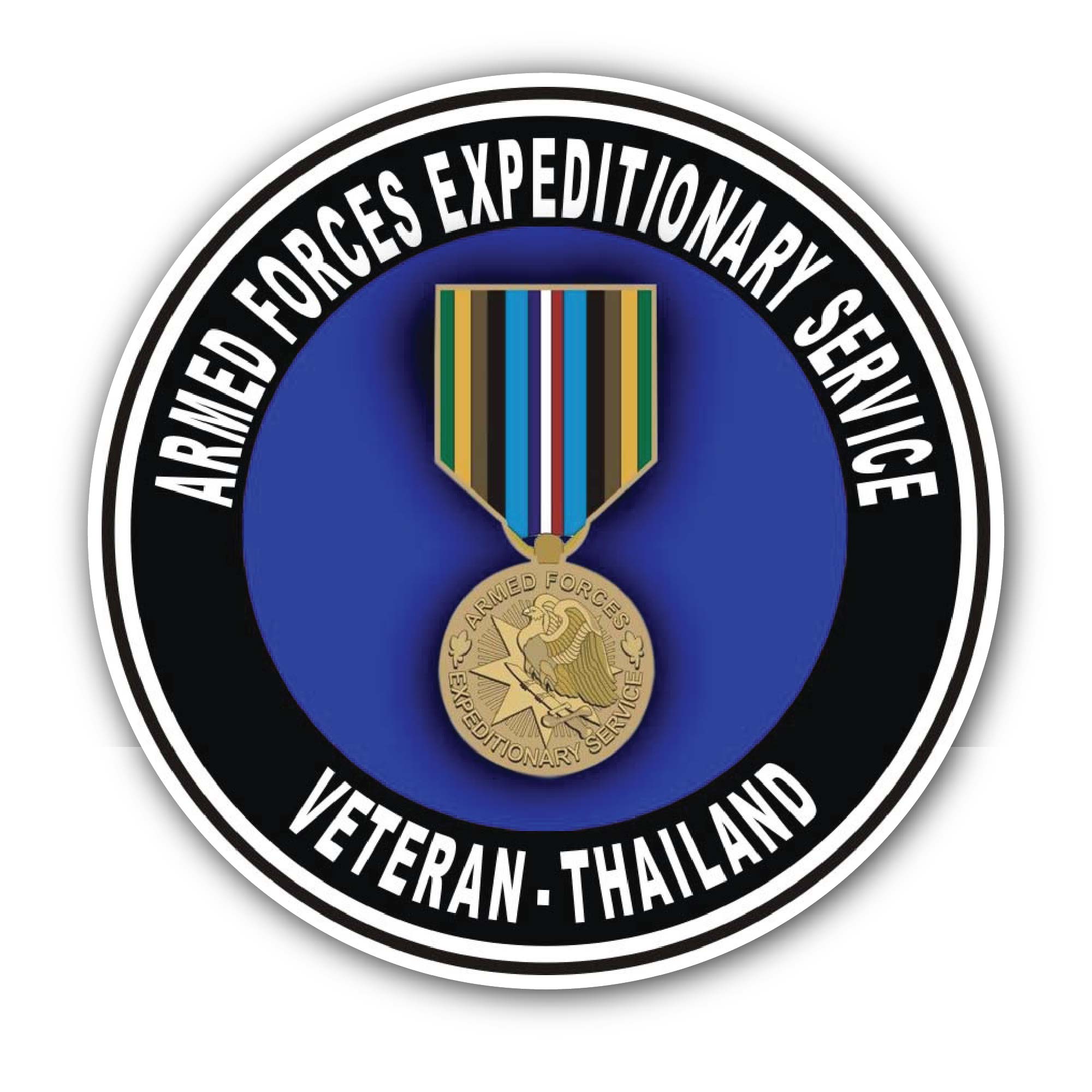 Armed Forces Expeditionary Medal Thailand Sticker, Waterproof Vinyl Decal Sticker Indoor Or Outdoor 2 (Pieces) 3" and 5"
