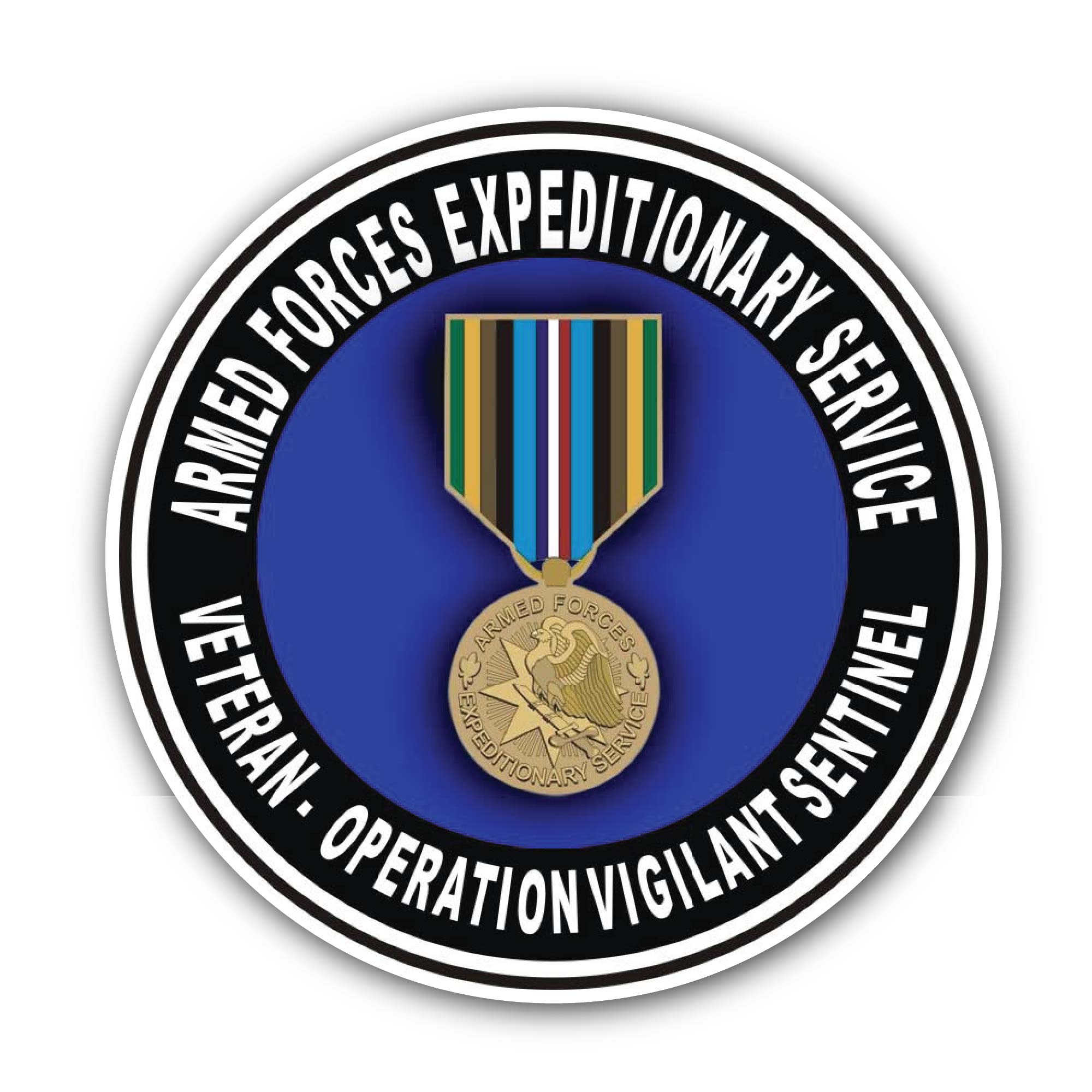 Armed Forces Expeditionary Medal Vigilant Sentinel Sticker, Waterproof Vinyl Decal Sticker Indoor Or Outdoor 2 (Pieces) 3" and 5"
