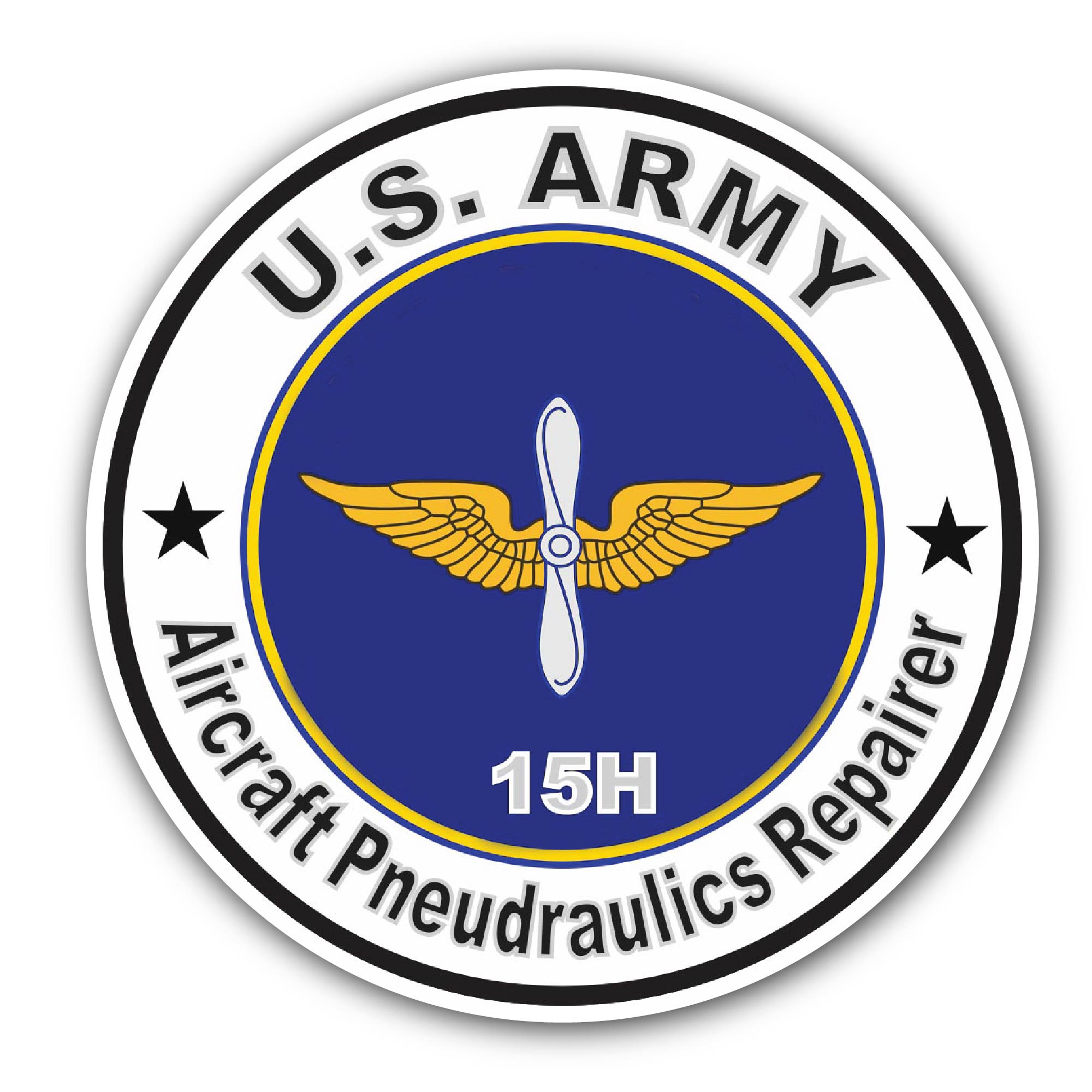 U.S. Army MOS 15H Aircraft Pneudraulics Repairer Sticker, Waterproof Vinyl Decal Sticker Indoor Or Outdoor 2 (Pieces) 3" and 5"