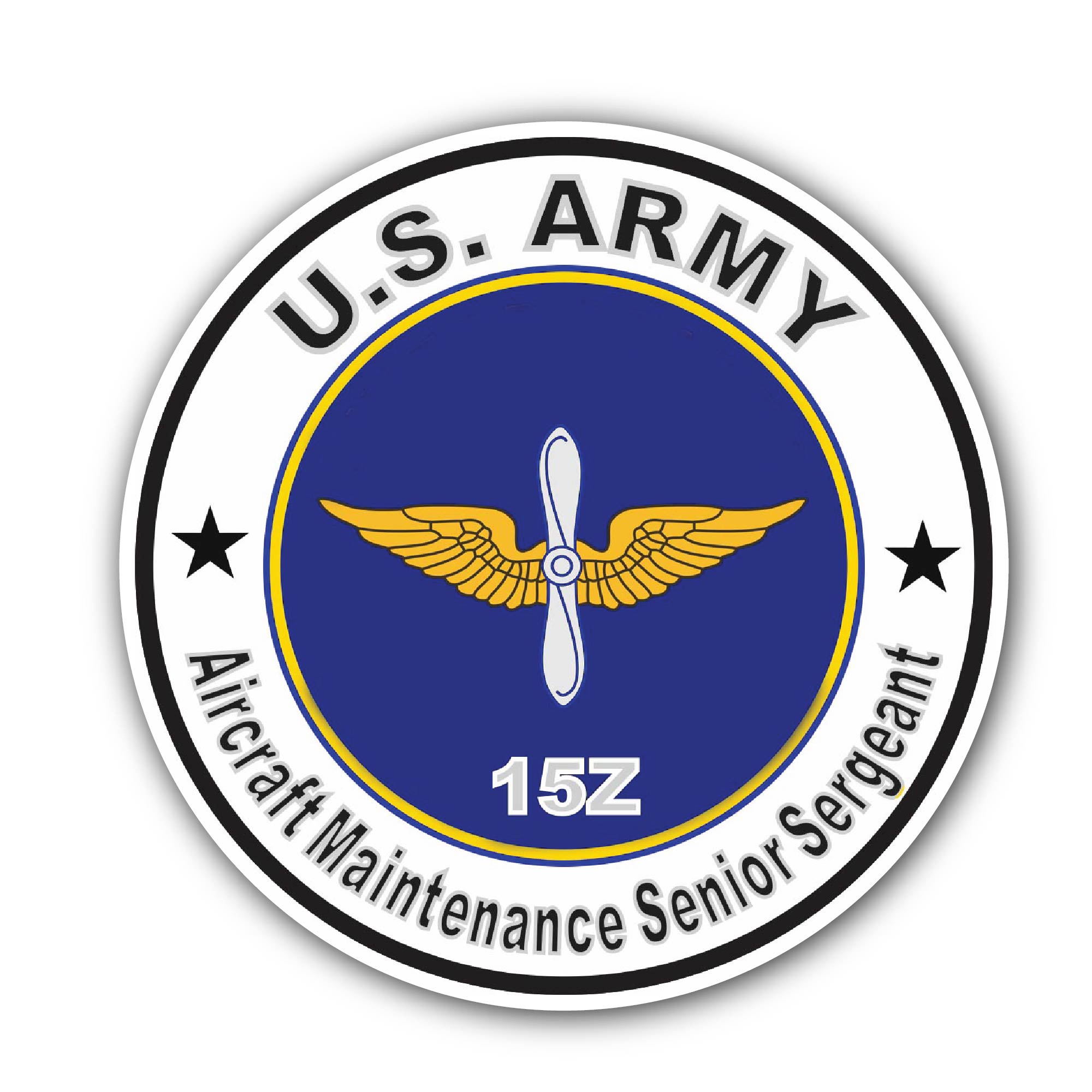 U.S. Army MOS 15Z Aircraft Maintenance Senior Sergeant Sticker, Waterproof Vinyl Decal Sticker Indoor Or Outdoor 2 (Pieces) 3" and 5"