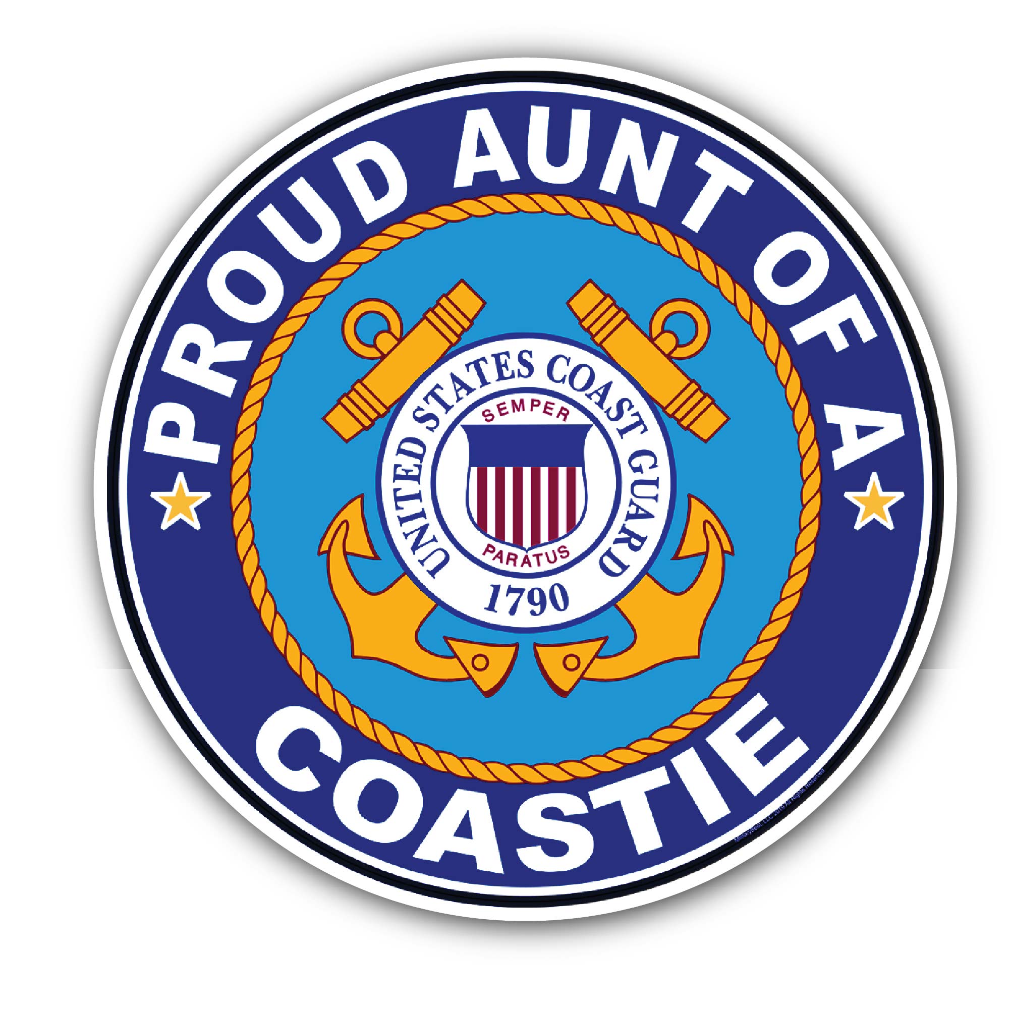 Proud Aunt of a Coastie U.S. Coast Guard Sticker, Waterproof Vinyl Decal Sticker Indoor Or Outdoor 2 (Pieces) 3" and 5"