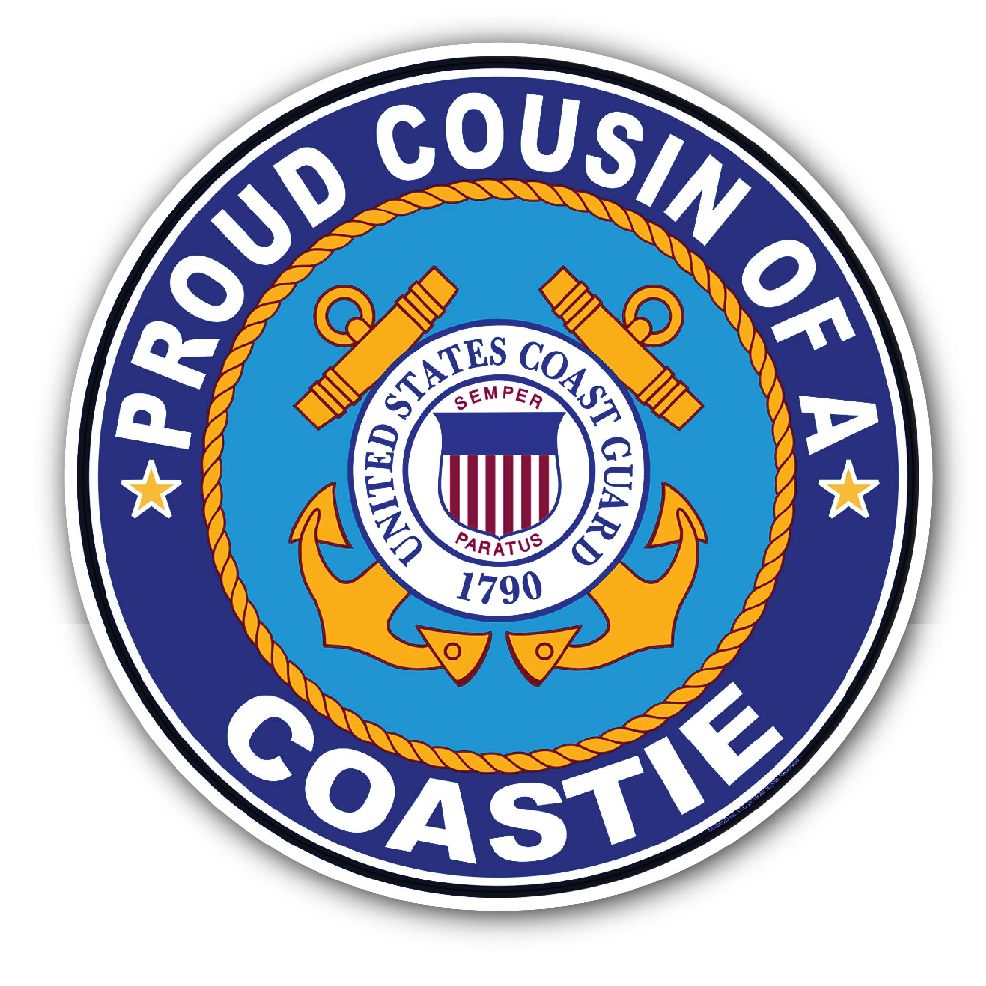 Proud Cousin of a Coastie U.S. Coast Guard Sticker, Waterproof Vinyl Decal Sticker Indoor Or Outdoor 2 (Pieces) 3" and 5"