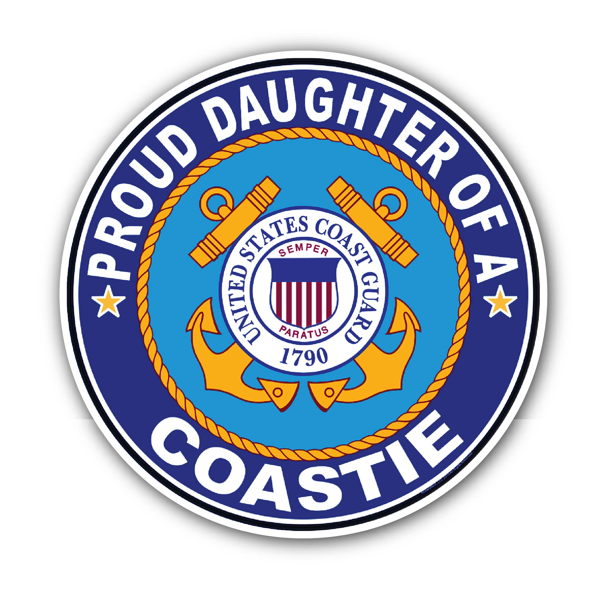 Proud Daughter of a Coastie U.S. Coast Guard Sticker, Waterproof Vinyl Decal Sticker Indoor Or Outdoor 2 (Pieces) 3" and 5"