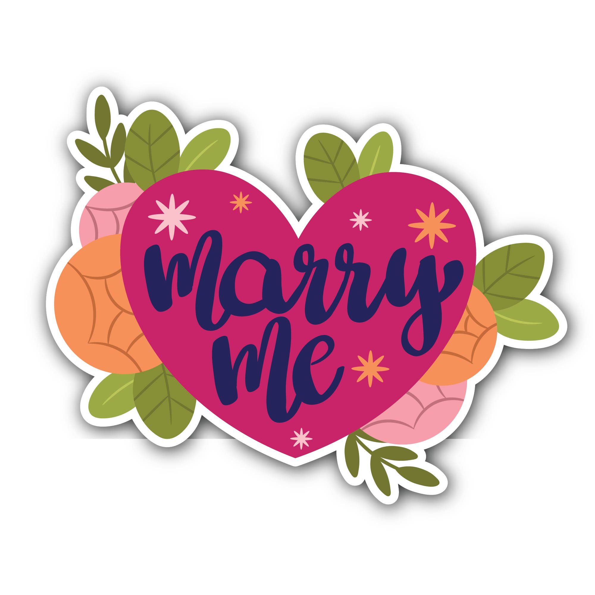 Marry Me Love Sticker, Waterproof Vinyl Decal Sticker Indoor Or Outdoor 2 (Pieces) 3" and 5"