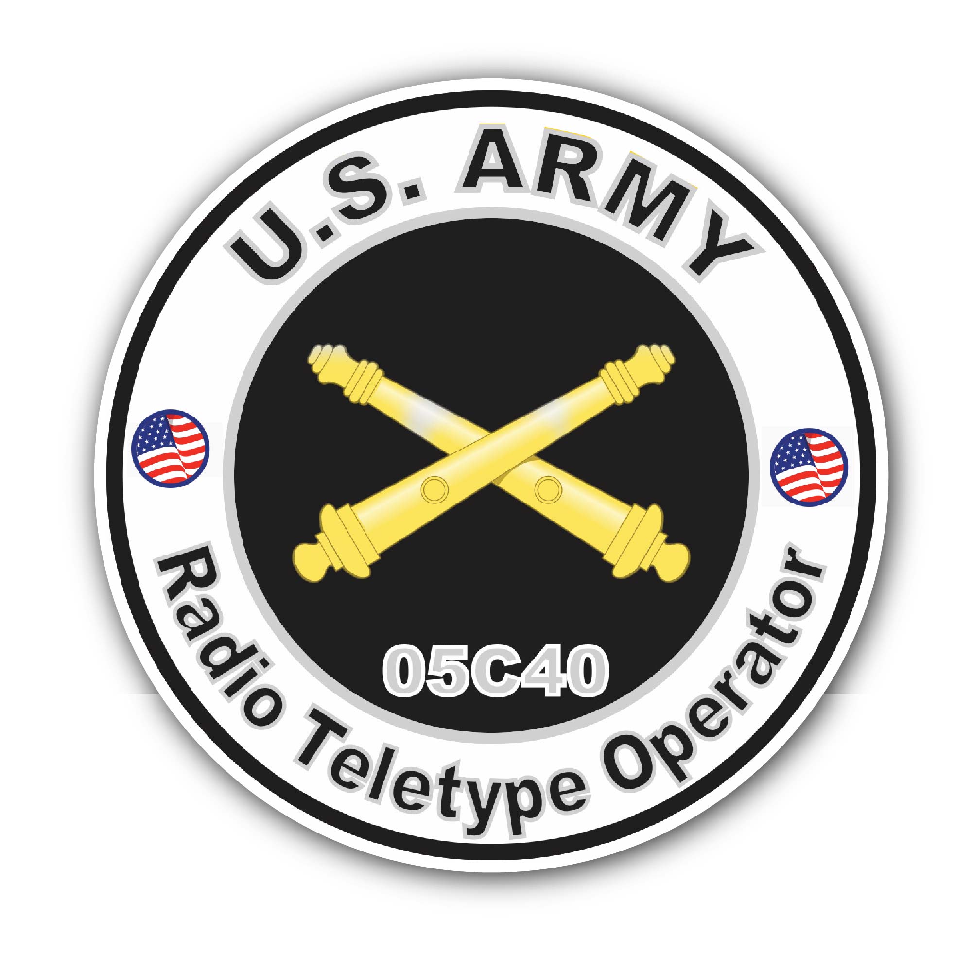 U.S. Army MOS 05C40 Radio Teletype Operator Sticker, Waterproof Vinyl Decal Sticker Indoor Or Outdoor 2 (Pieces) 3" and 5"