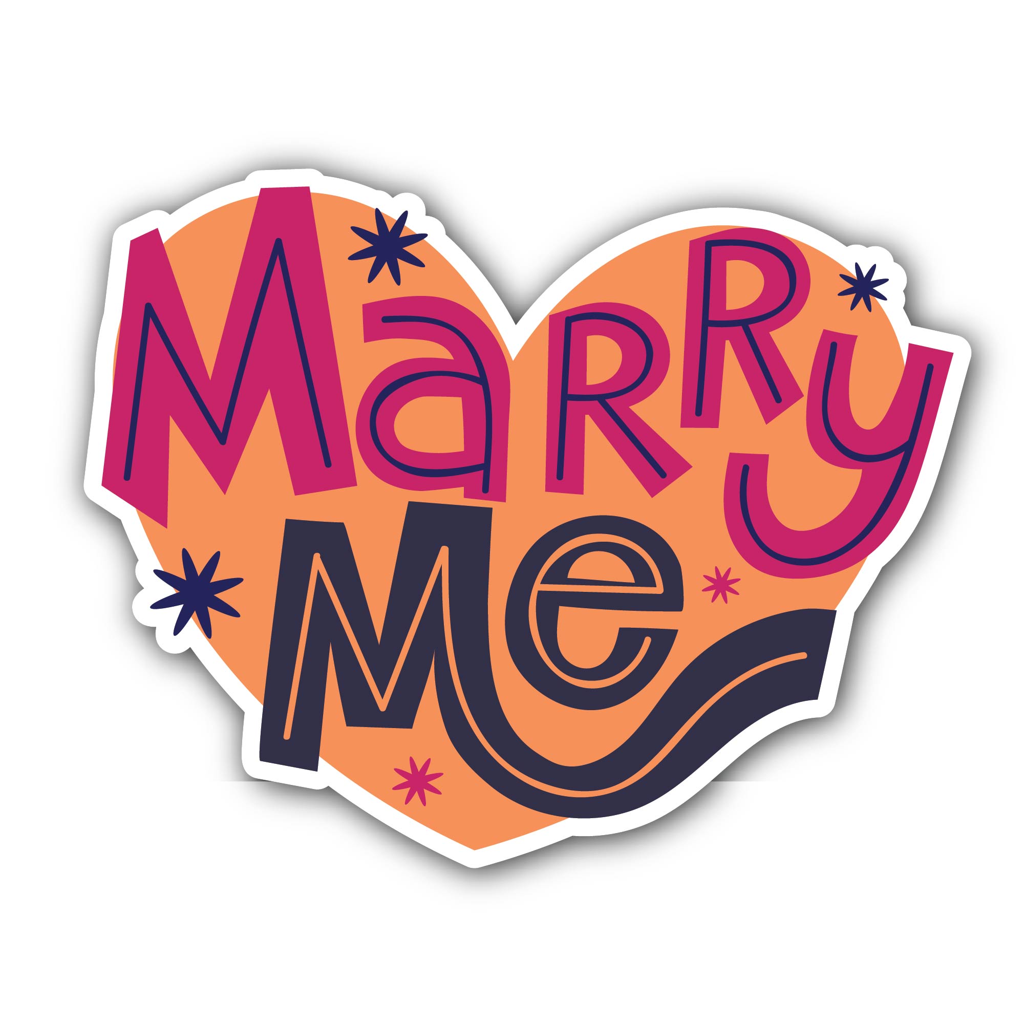 Marry Me Sticker, Waterproof Vinyl Decal Sticker Indoor Or Outdoor 2 (Pieces) 3" and 5"