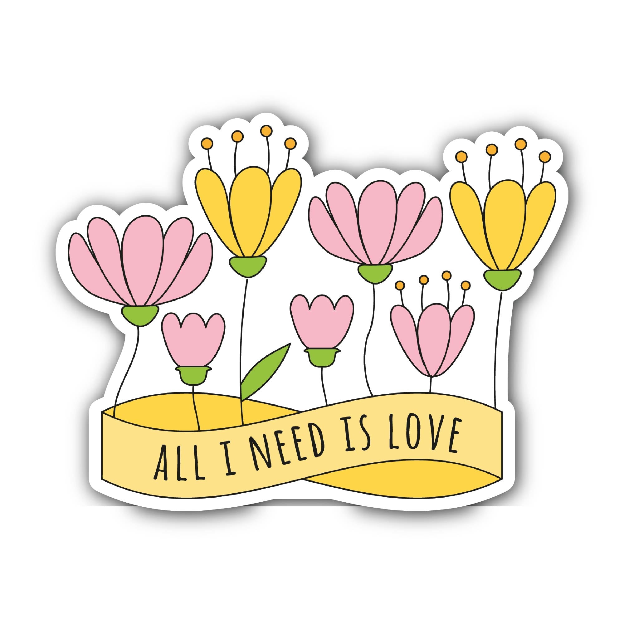 All I Need is Love Sticker, Waterproof Vinyl Decal Sticker Indoor Or Outdoor 2 (Pieces) 3" and 5"