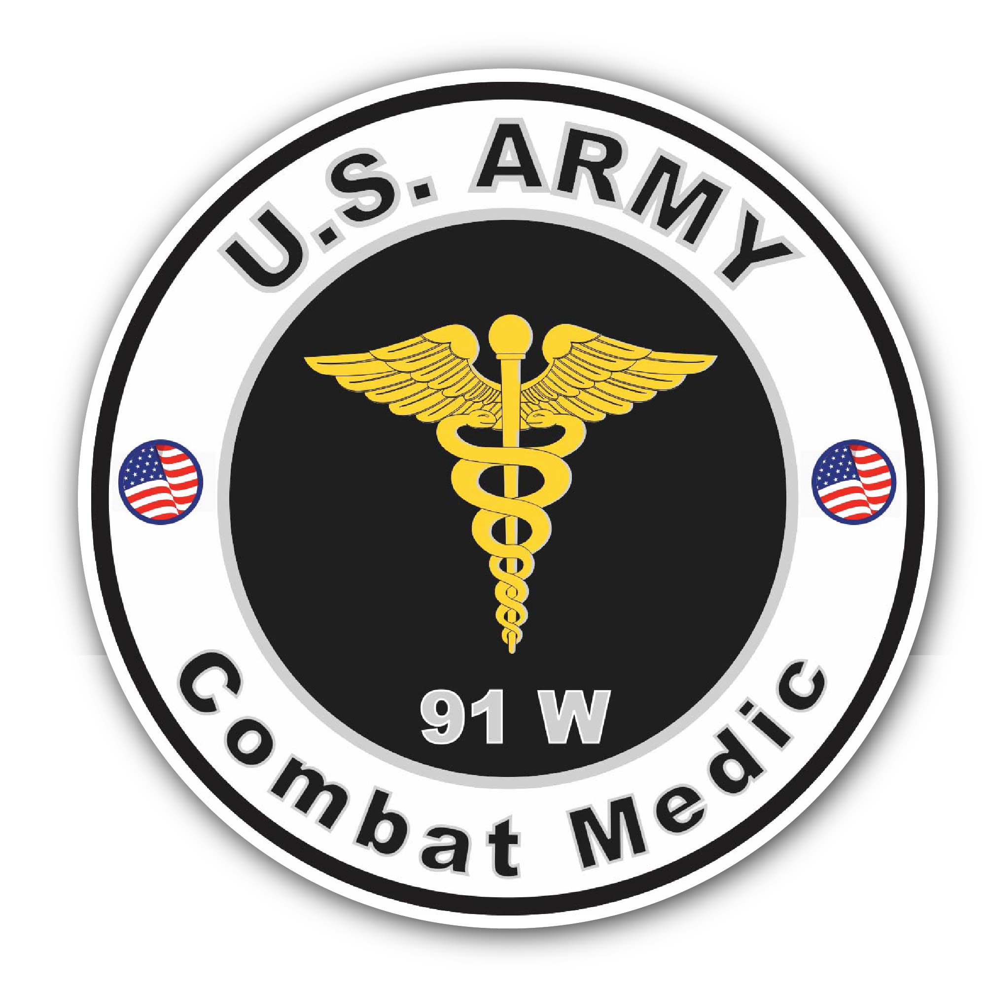U.S. Army MOS 91W Combat Medic Sticker, Waterproof Vinyl Decal Sticker Indoor Or Outdoor 2 (Pieces) 3" and 5"