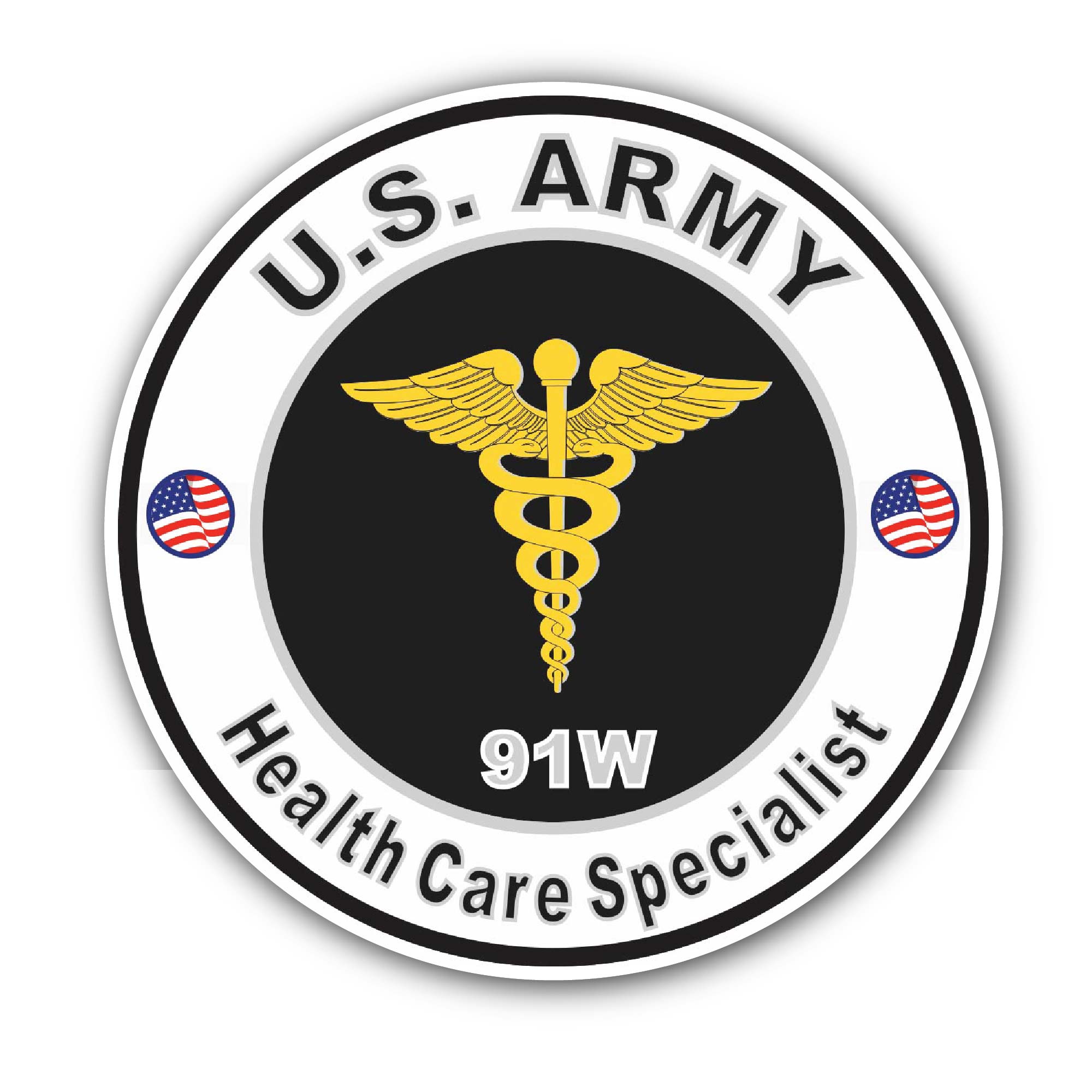 U.S. Army MOS 91W Health Care Specialist Sticker, Waterproof Vinyl Decal Sticker Indoor Or Outdoor 2 (Pieces) 3" and 5"