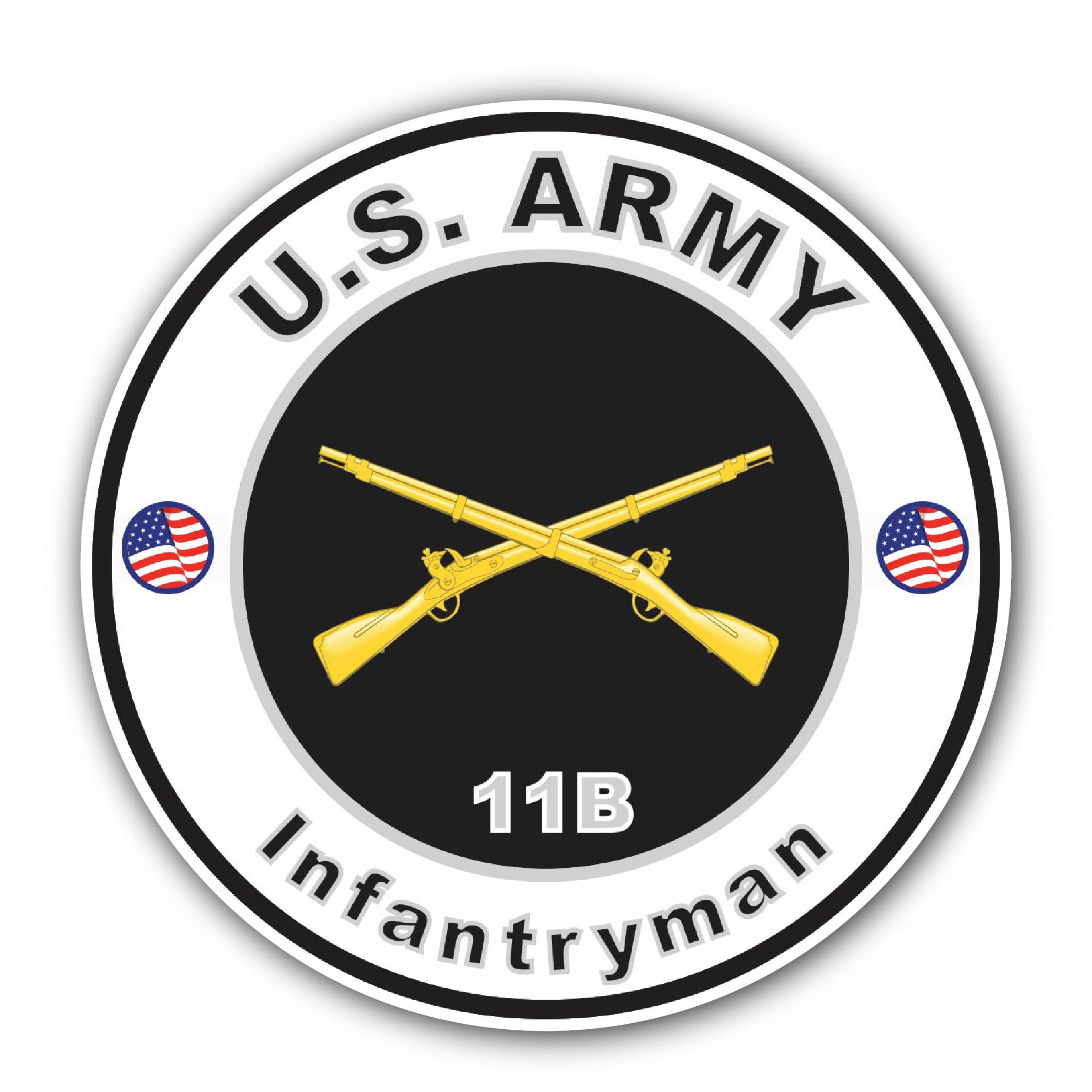 U.S. Army MOS 11B Infantryman Sticker, Waterproof Vinyl Decal Sticker Indoor Or Outdoor 2 (Pieces) 3" and 5"