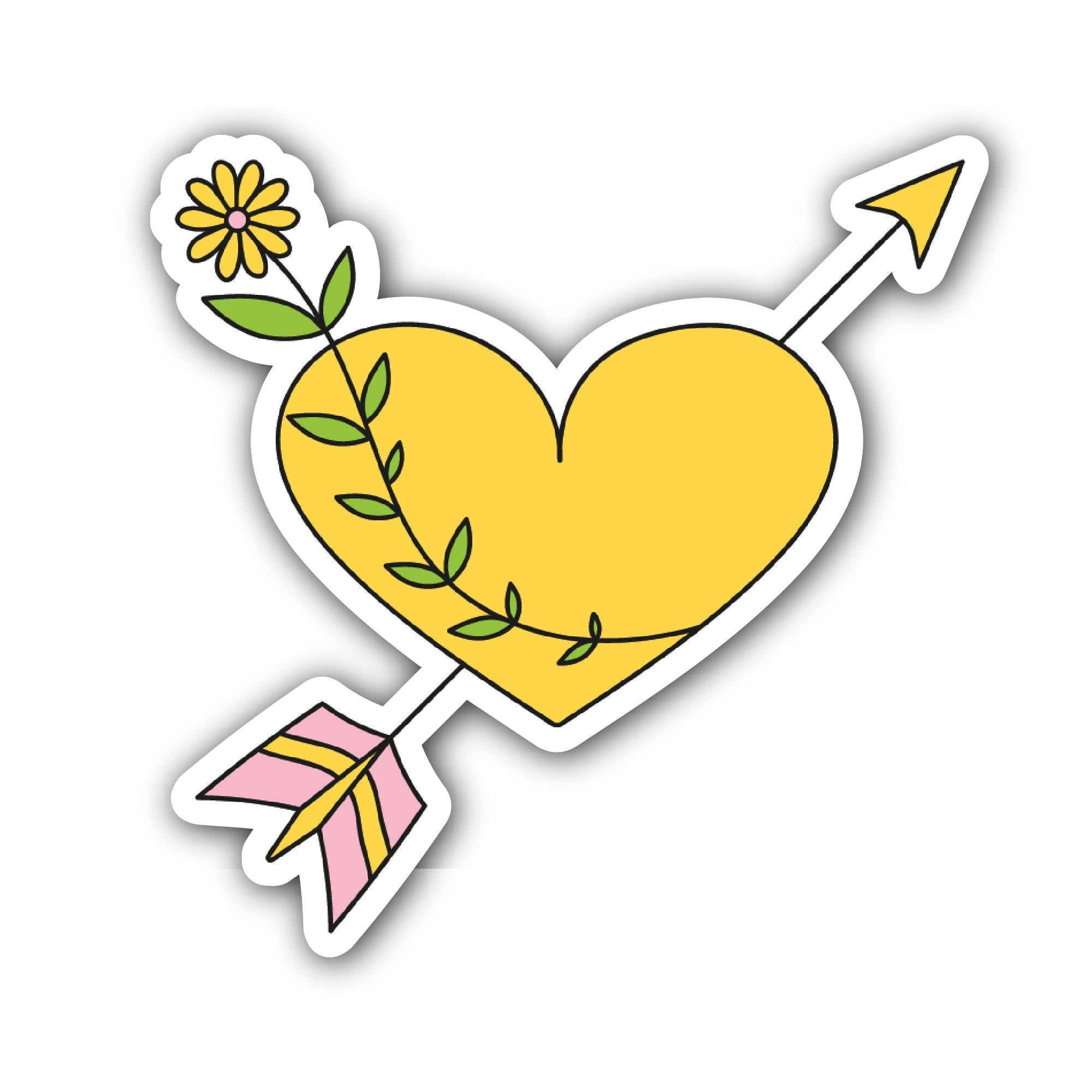 Hart and Arrow Sticker, Waterproof Vinyl Decal Sticker Indoor Or Outdoor 2 (Pieces) 3" and 5"