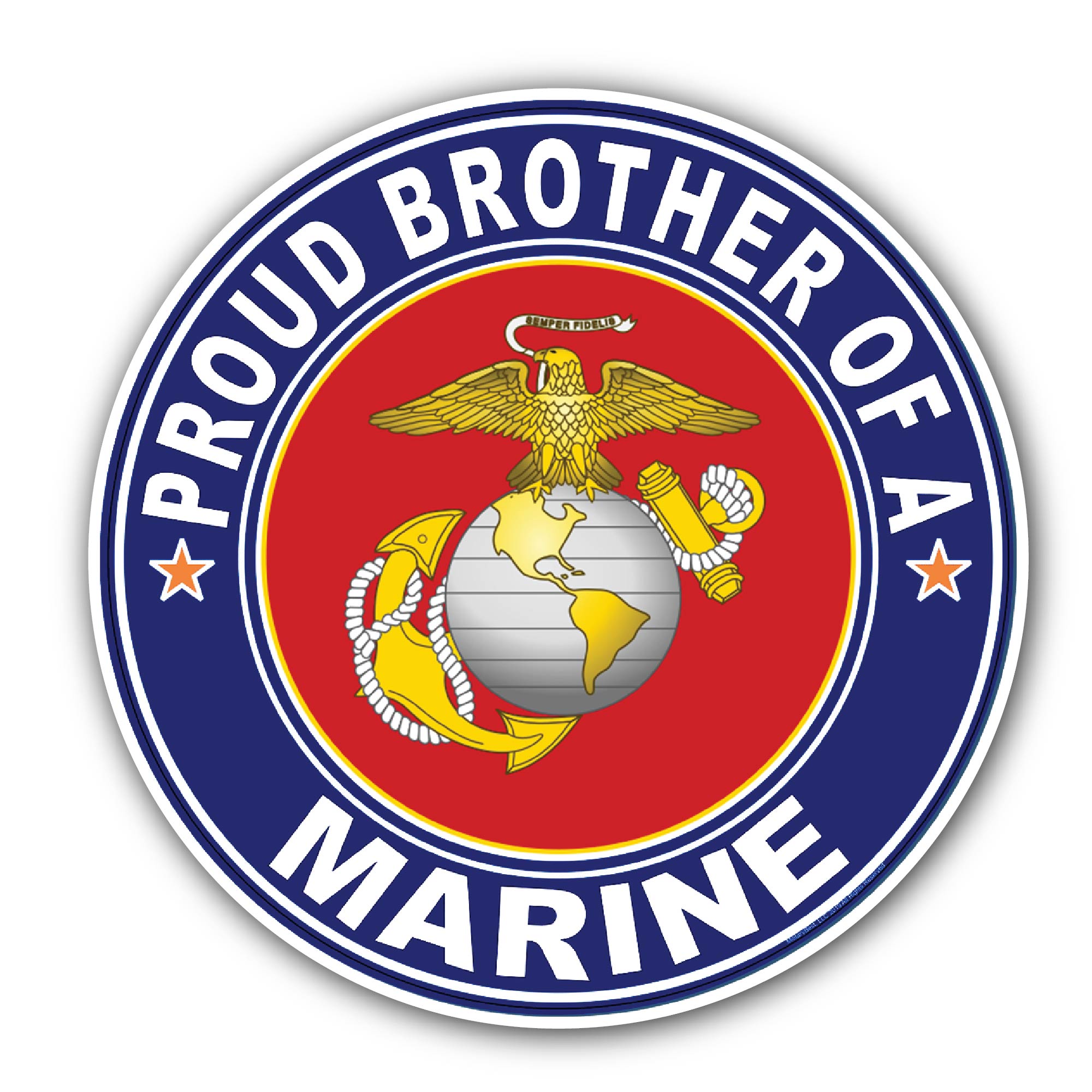 Proud Brother of a Marine U.S. Marine Corps Sticker, Waterproof Vinyl Decal Sticker Indoor Or Outdoor 2 (Pieces) 3" and 5"