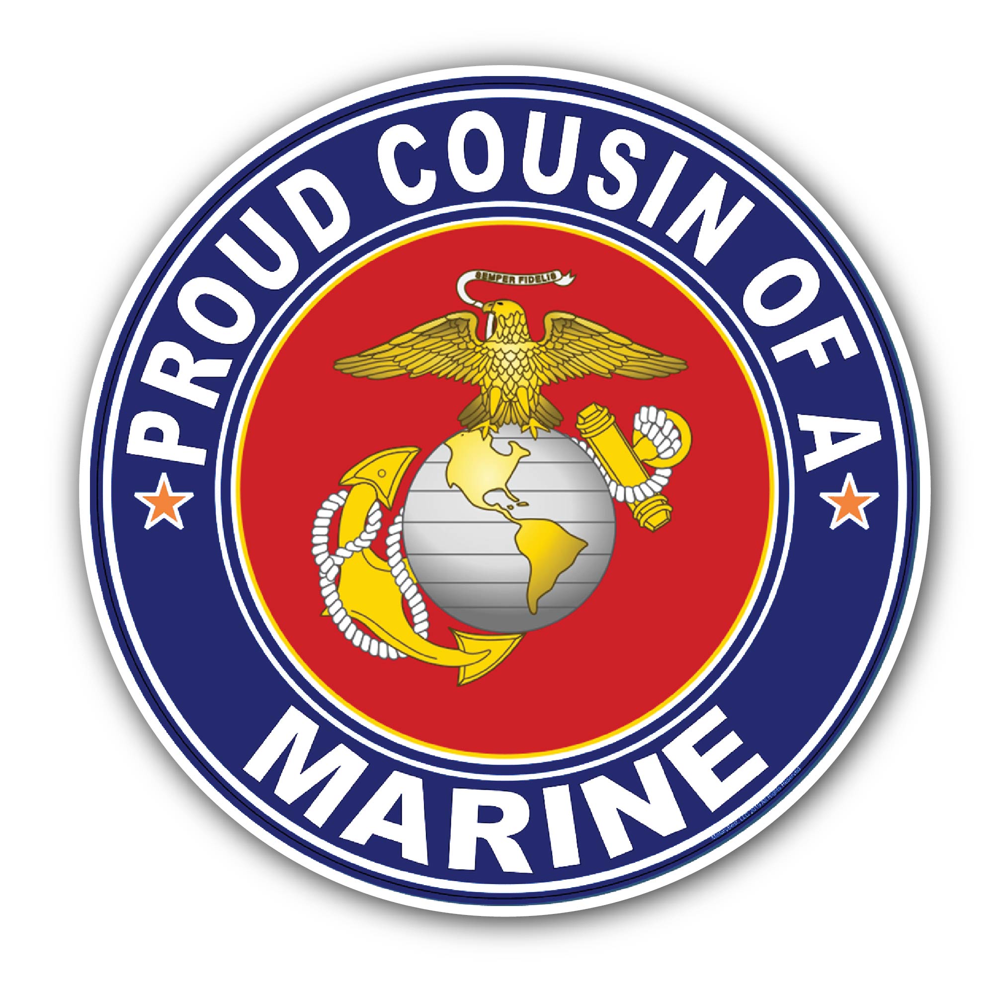 Proud Cousin of a Marine U.S. Marine Corps Sticker, Waterproof Vinyl Decal Sticker Indoor Or Outdoor 2 (Pieces) 3" and 5"