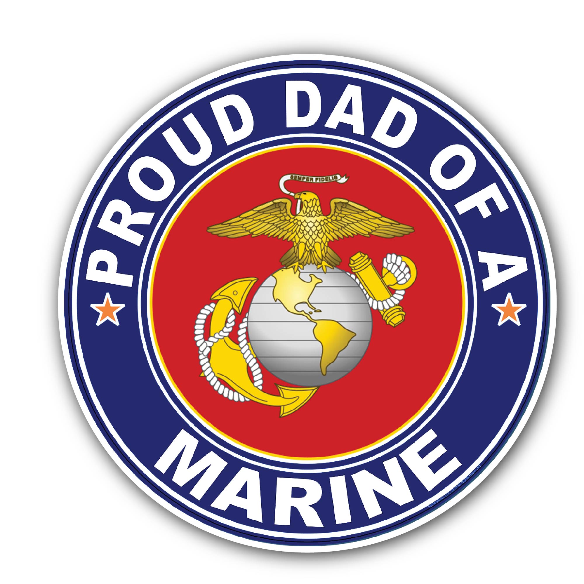 Proud Dad of a Marine U.S. Marine Corps Sticker, Waterproof Vinyl Decal Sticker Indoor Or Outdoor 2 (Pieces) 3" and 5"