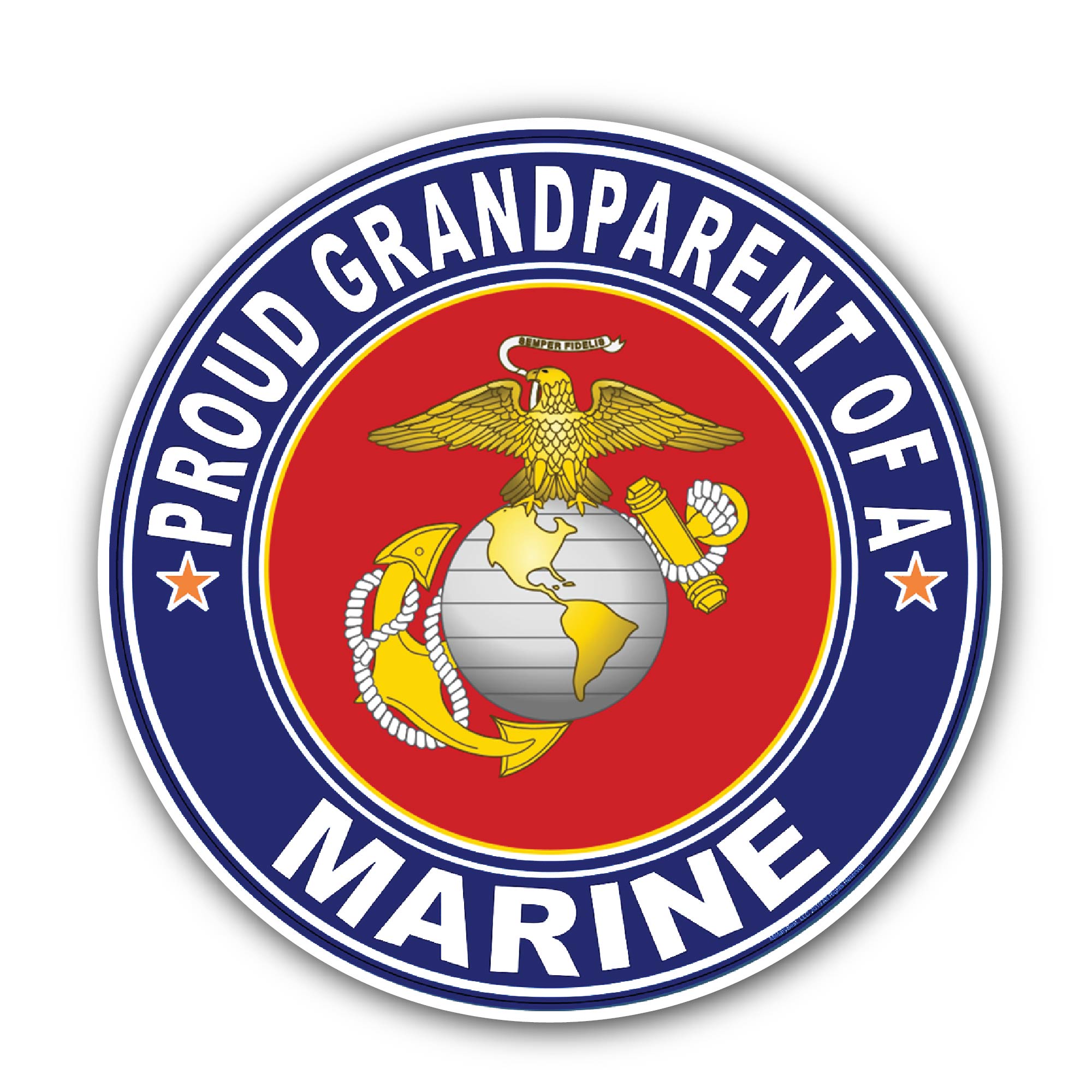 Proud Grandparent of a Marine U.S. Marine Corps Sticker, Waterproof Vinyl Decal Sticker Indoor Or Outdoor 2 (Pieces) 3" and 5"