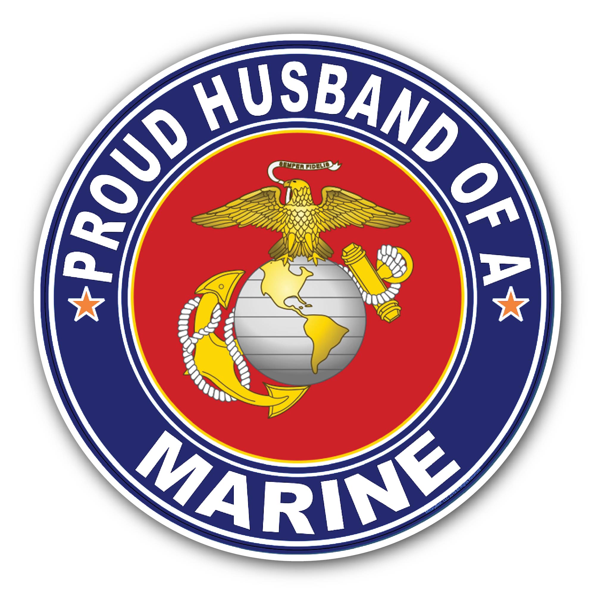 Proud Husband of a Marine U.S. Marine Corps Sticker, Waterproof Vinyl Decal Sticker Indoor Or Outdoor 2 (Pieces) 3" and 5"