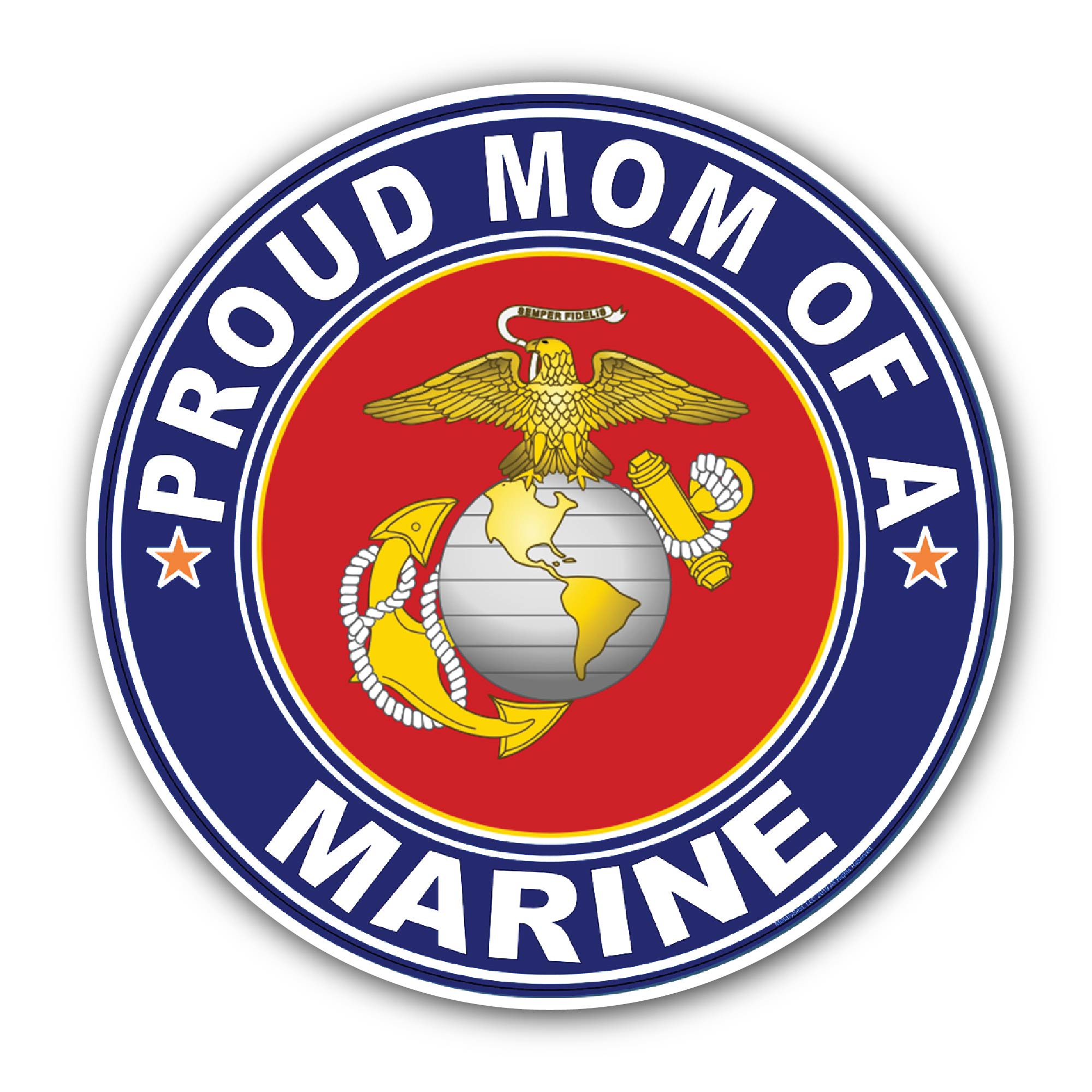 Proud Mom of a Marine U.S. Marine Corps Sticker, Waterproof Vinyl Decal Sticker Indoor Or Outdoor 2 (Pieces) 3" and 5"