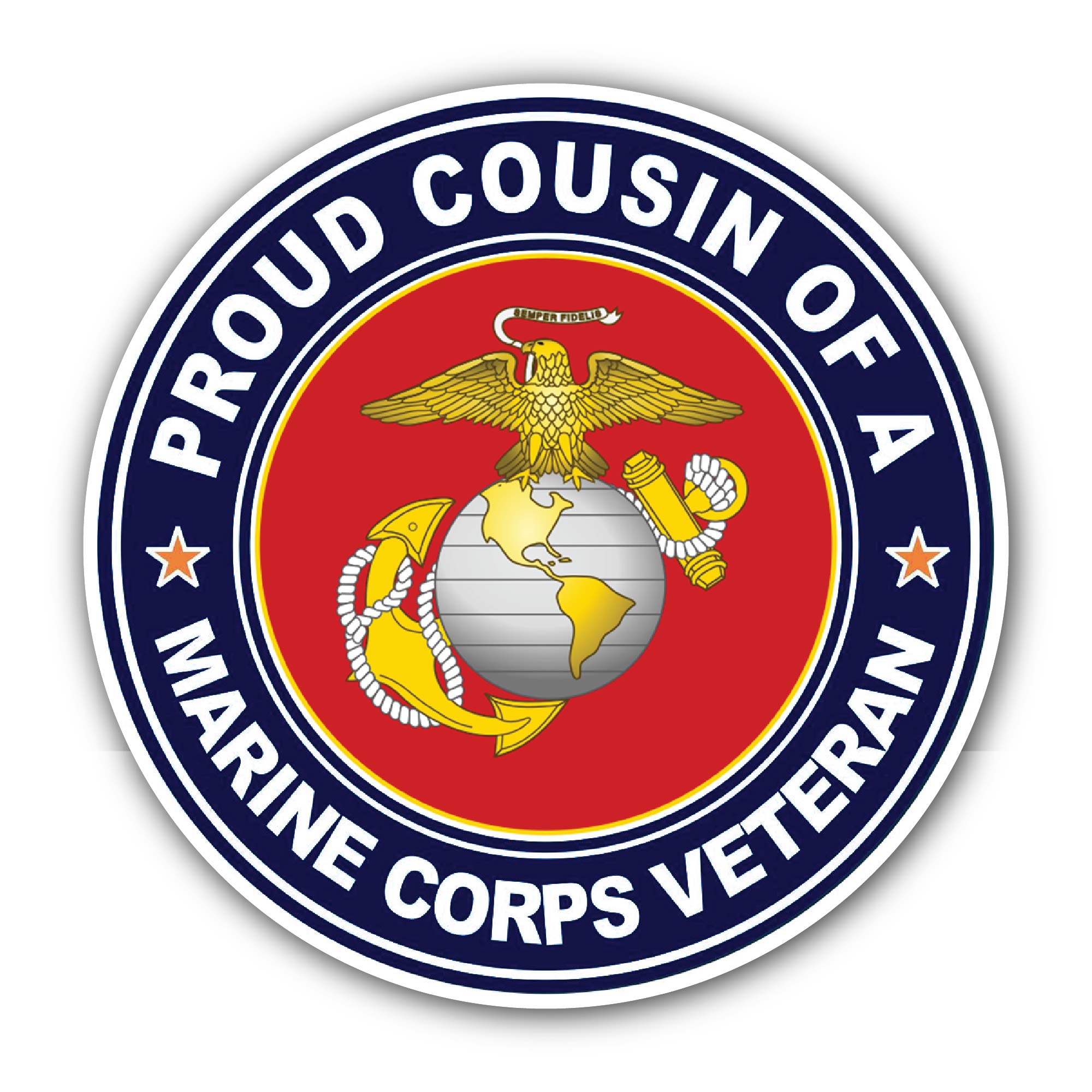 U.S. Marine Corps Veteran Proud Cousin Sticker, Waterproof Vinyl Decal Sticker Indoor Or Outdoor 2 (Pieces) 3" and 5"