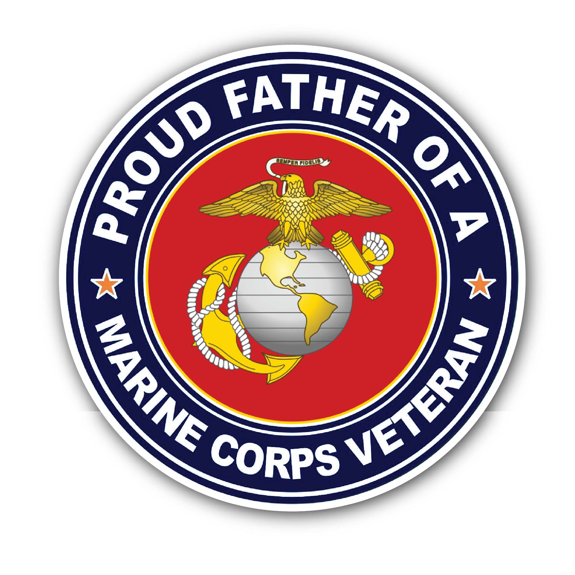 U.S. Marine Corps Veteran Proud Father Sticker, Waterproof Vinyl Decal Sticker Indoor Or Outdoor 2 (Pieces) 3" and 5"