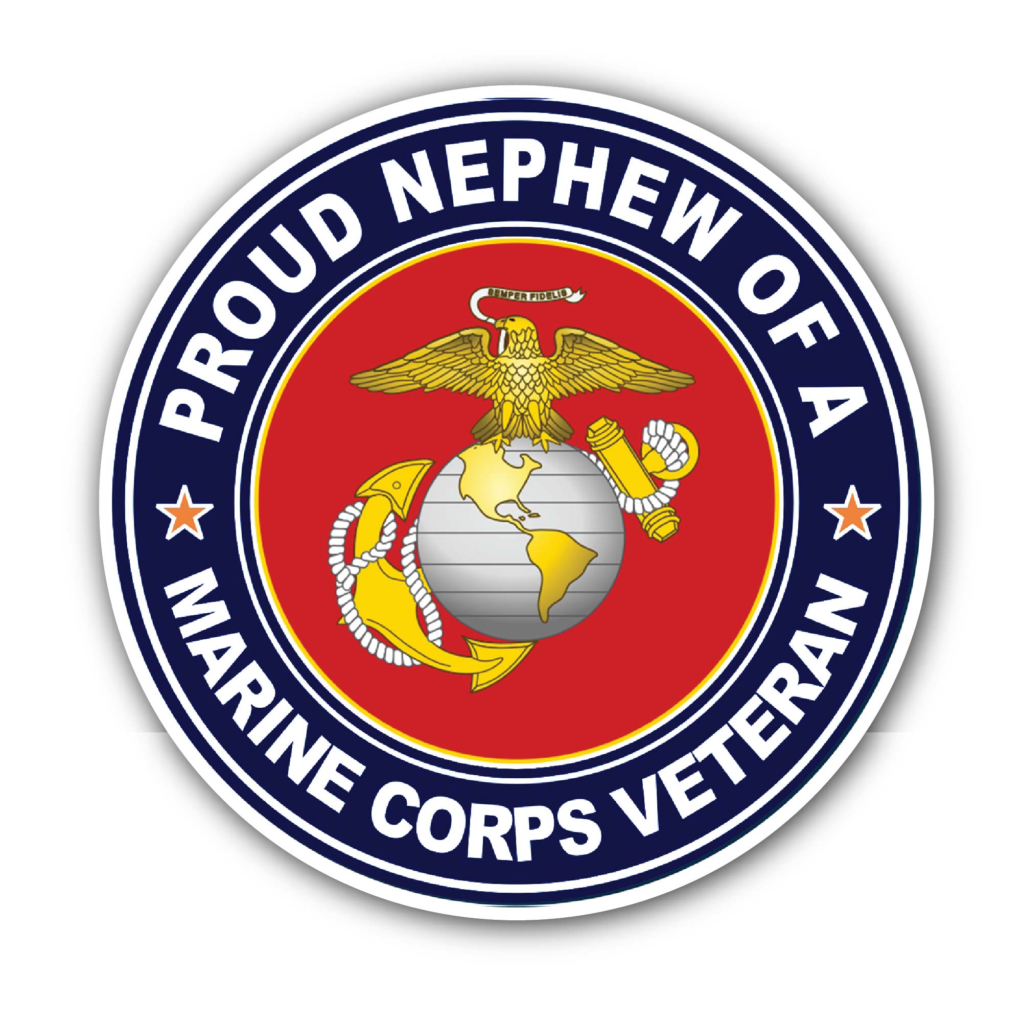 U.S. Marine Corps Veteran Proud Nephew Sticker, Waterproof Vinyl Decal Sticker Indoor Or Outdoor 2 (Pieces) 3" and 5"