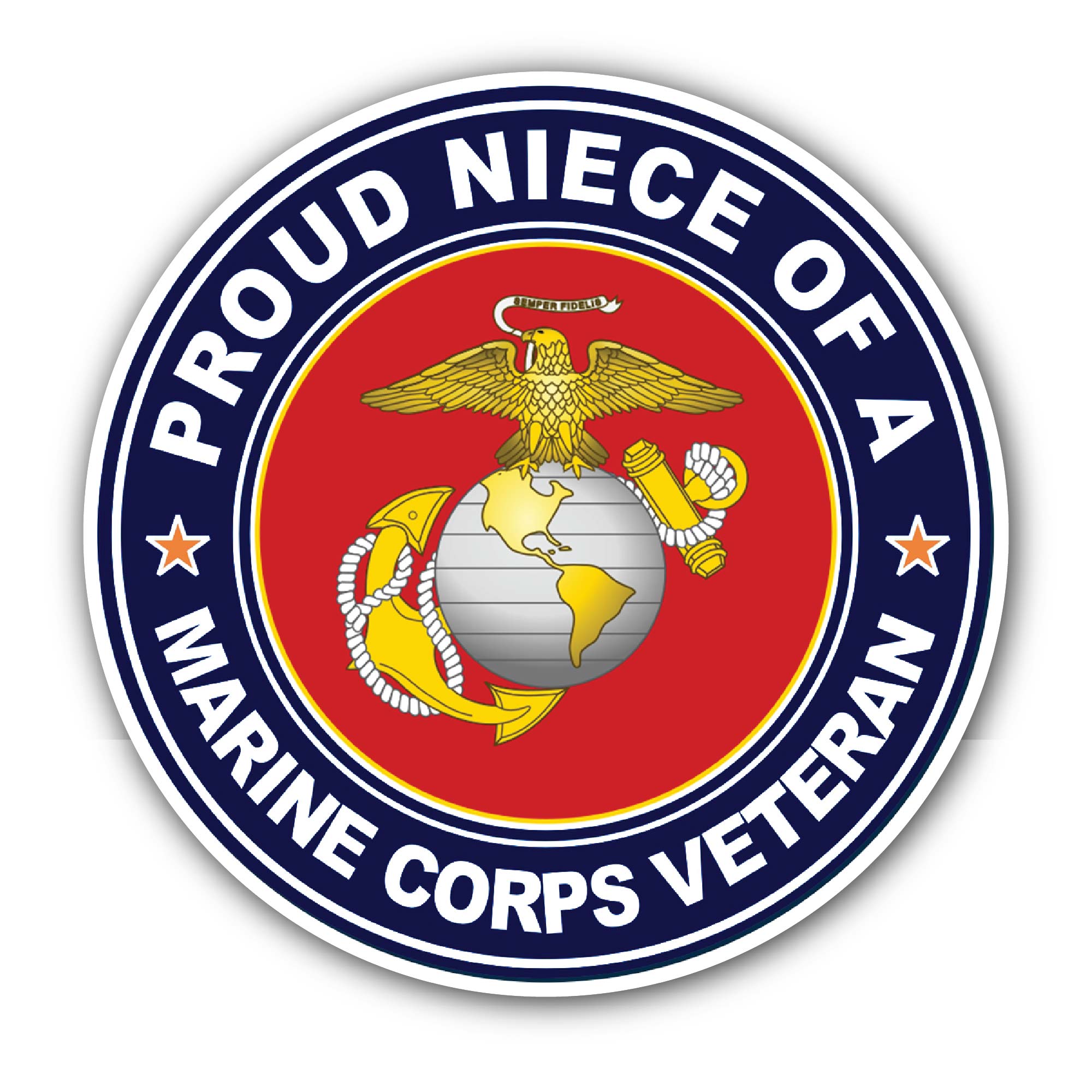 U.S. Marine Corps Veteran Proud Niece Sticker, Waterproof Vinyl Decal Sticker Indoor Or Outdoor 2 (Pieces) 3" and 5"