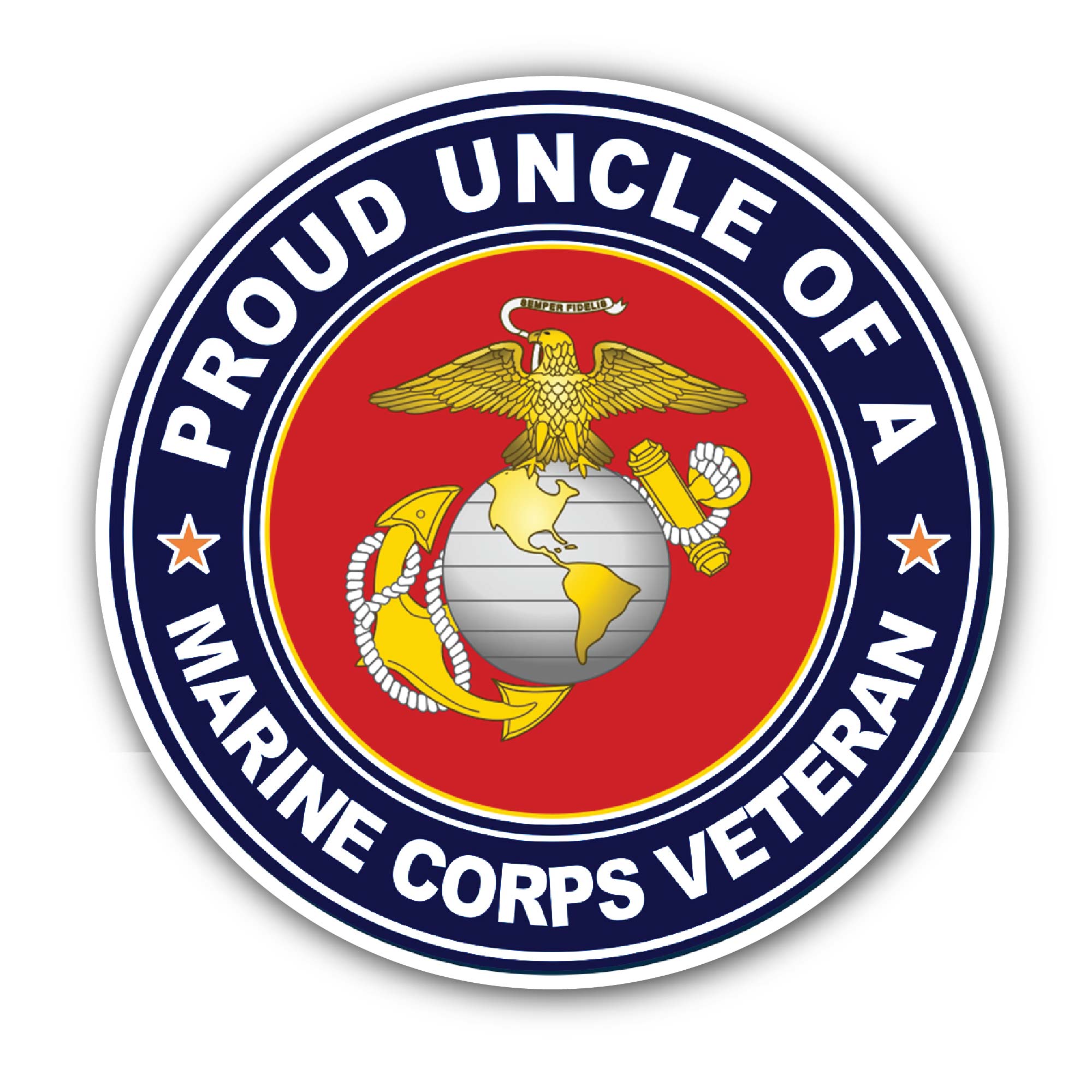U.S. Marine Corps Veteran Proud Uncle Sticker, Waterproof Vinyl Decal Sticker Indoor Or Outdoor 2 (Pieces) 3" and 5"