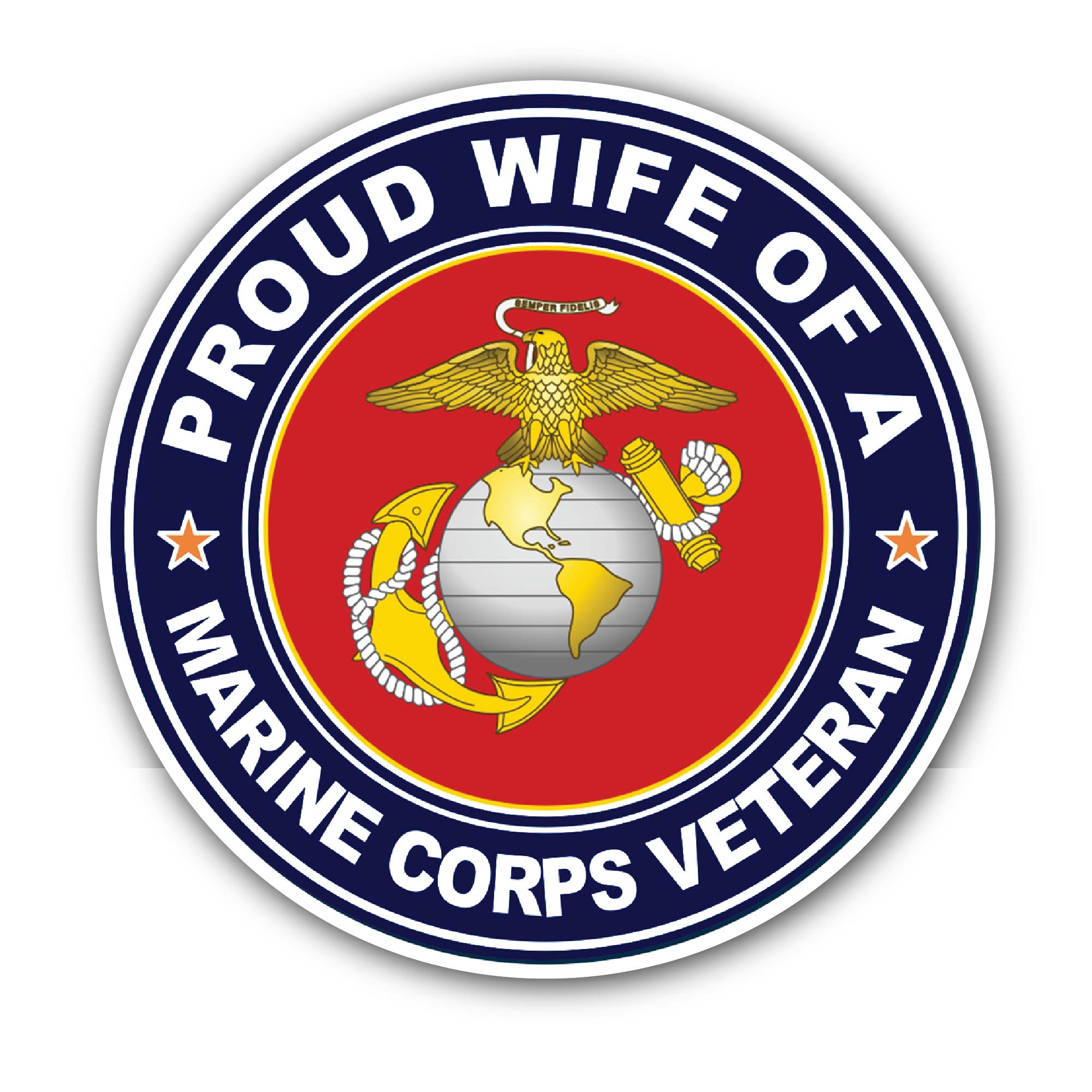 U.S. Marine Corps Veteran Proud Wife Sticker, Waterproof Vinyl Decal Sticker Indoor Or Outdoor 2 (Pieces) 3" and 5"