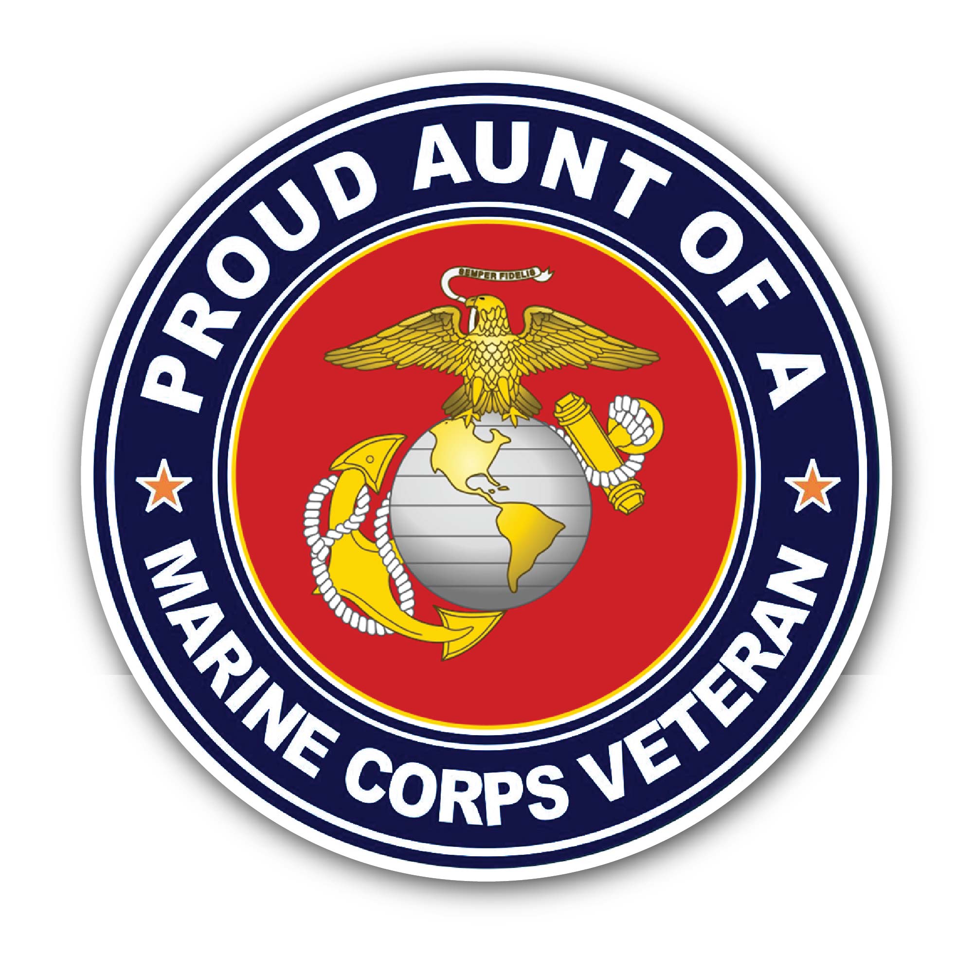 U.S. Marine Corps Veteran Proud Aunt Sticker, Waterproof Vinyl Decal Sticker Indoor Or Outdoor 2 (Pieces) 3" and 5"