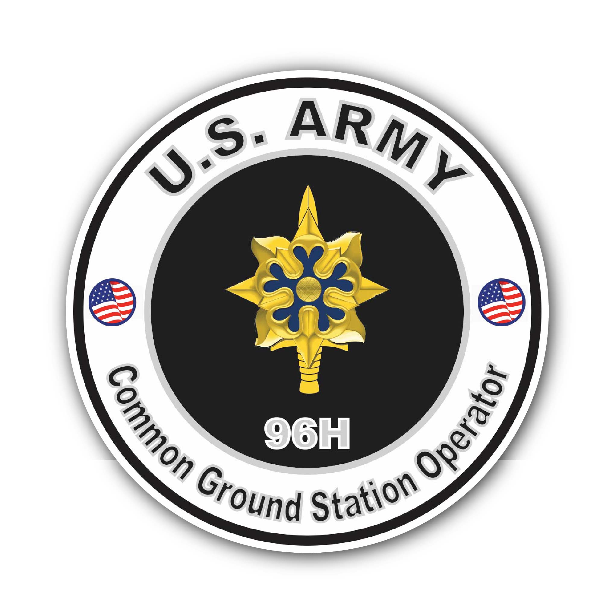 U.S. Army MOS 96H Common Ground Station Operator Sticker, Waterproof Vinyl Decal Sticker Indoor Or Outdoor 2 (Pieces) 3" and 5"