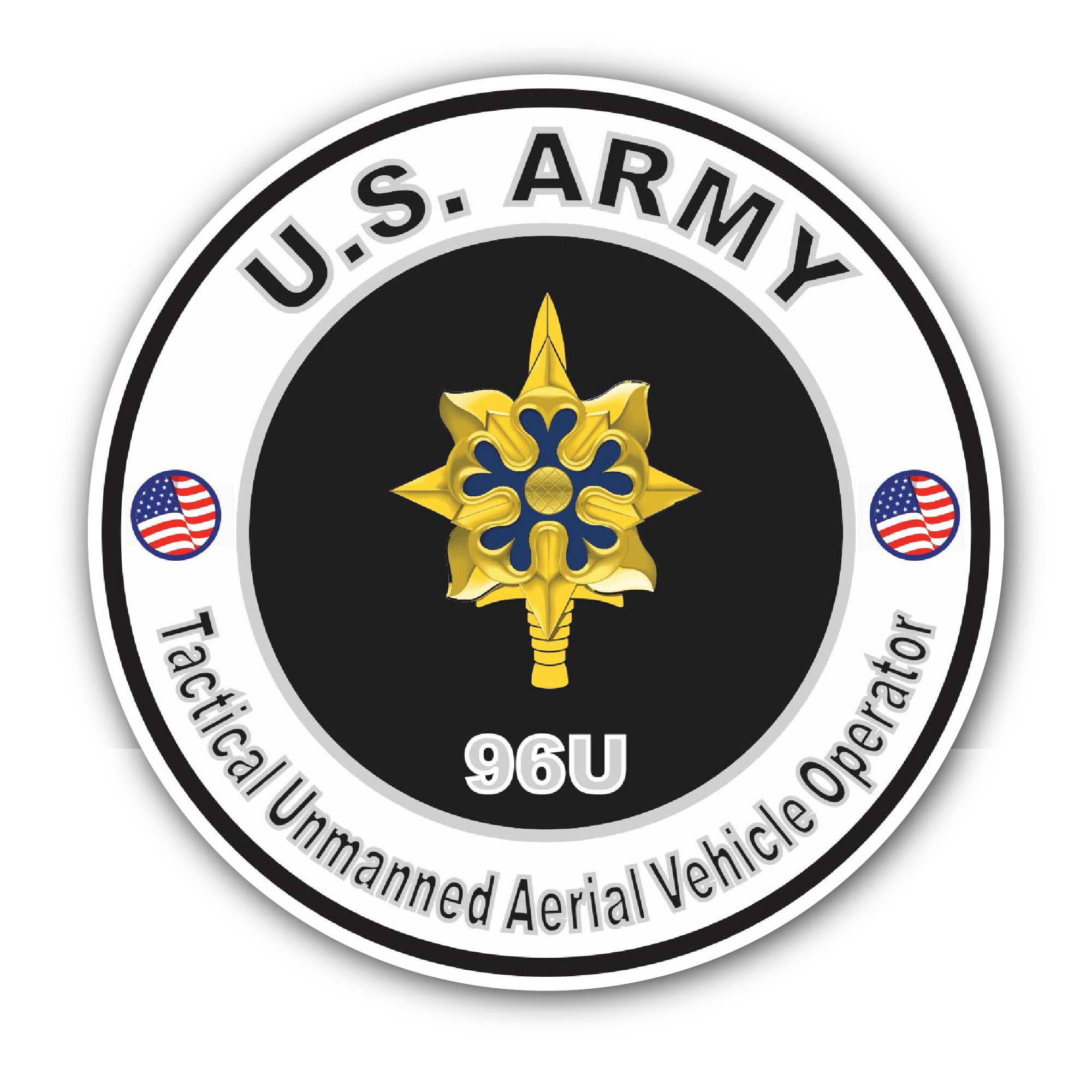 U.S. Army MOS 96U Tactical Unmanned Aerial Vehicle Operator Sticker, Waterproof Vinyl Decal Sticker Indoor Or Outdoor 2 (Pieces) 3" and 5"