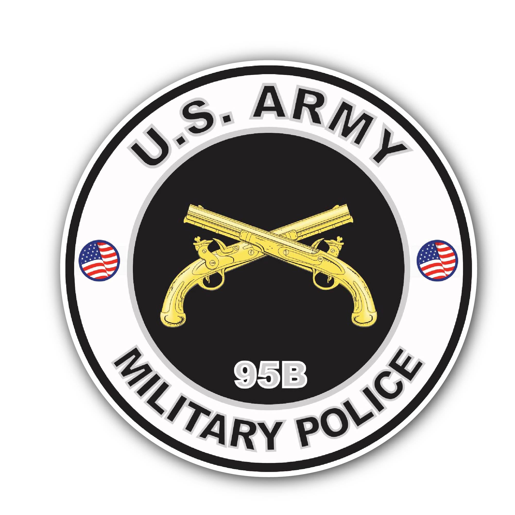 U.S. Army MOS 95B Military Police Sticker, Waterproof Vinyl Decal Sticker Indoor Or Outdoor 2 (Pieces) 3" and 5"