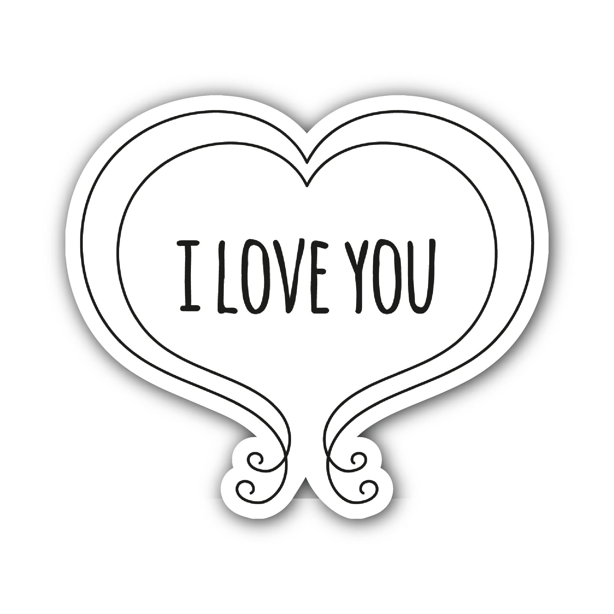 I Love You text Sticker, Waterproof Vinyl Decal Sticker Indoor Or Outdoor 2 (Pieces) 3" and 5"
