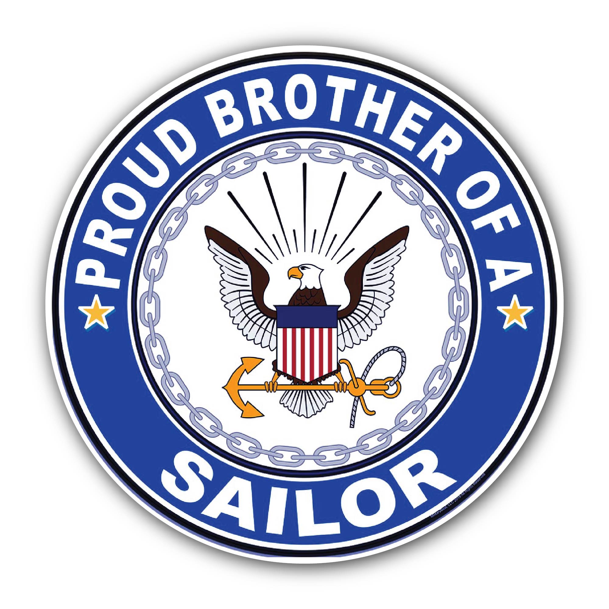 Proud Brother of a Sailor U.S. Navy Sticker, Waterproof Vinyl Decal Sticker Indoor Or Outdoor 2 (Pieces) 3" and 5"