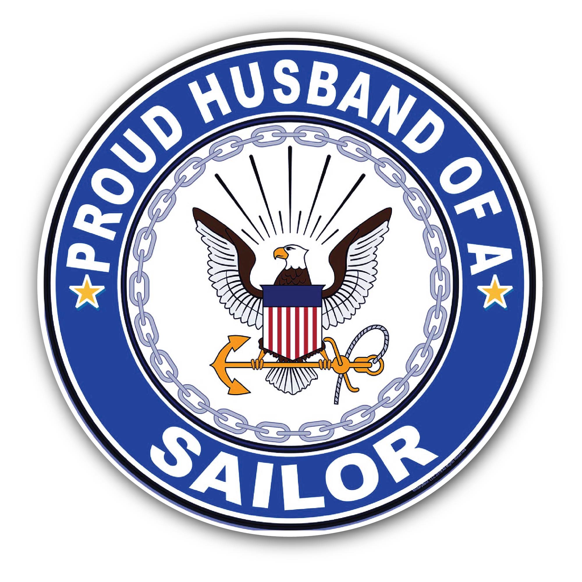 Proud Husband of a Sailor U.S. Navy Sticker, Waterproof Vinyl Decal Sticker Indoor Or Outdoor 2 (Pieces) 3" and 5"