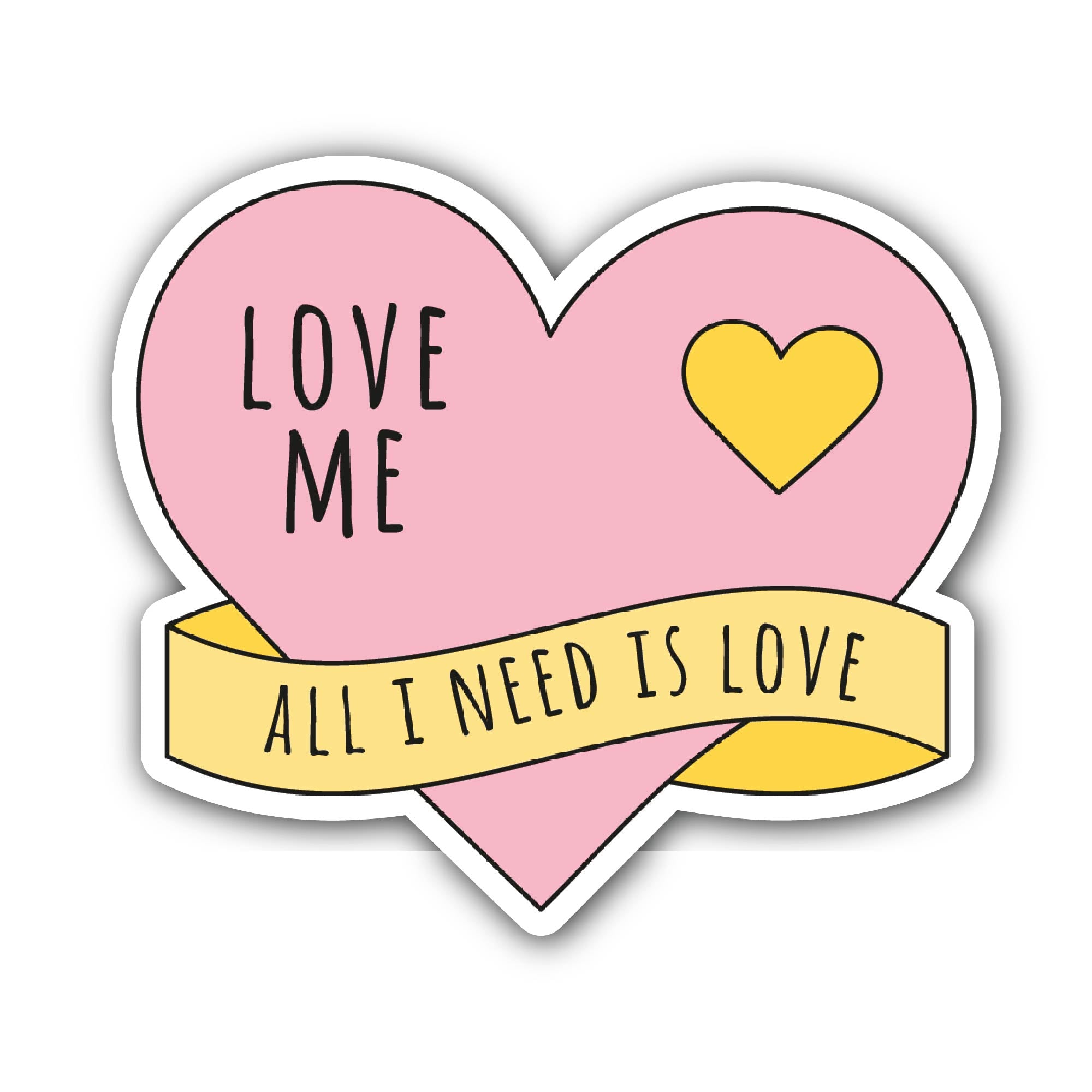 Love Me Sticker, Waterproof Vinyl Decal Sticker Indoor Or Outdoor 2 (Pieces) 3" and 5"