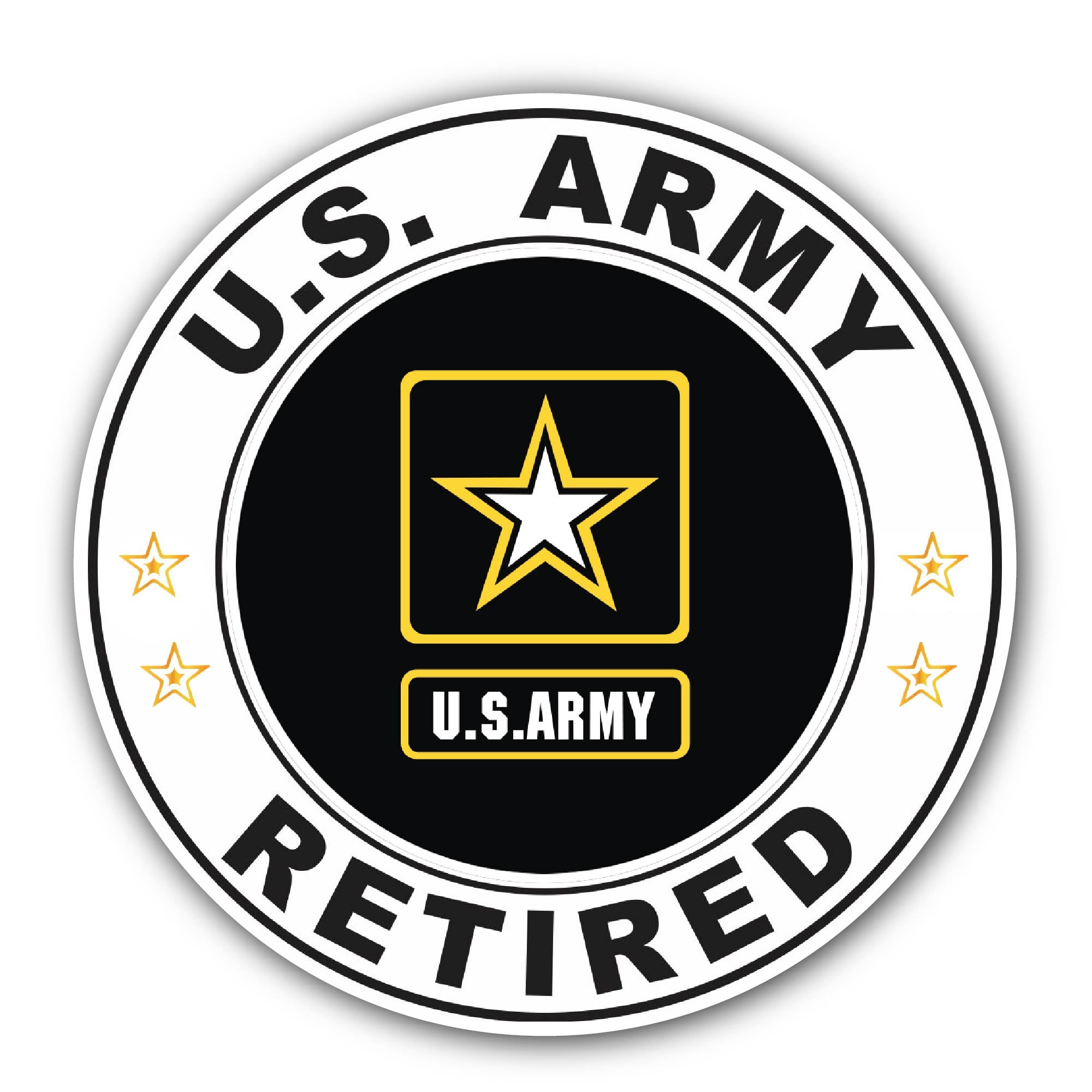 Army Retired Vinyl Sticker, Waterproof Vinyl Decal Sticker Indoor Or Outdoor 2 (Pieces) 3" and 5"