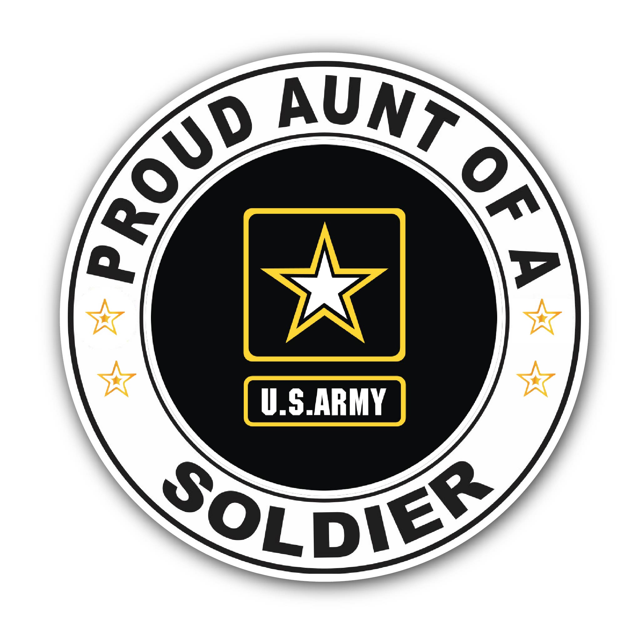 Proud Aunt of a Soldier U.S. Army Sticker, Waterproof Vinyl Decal Sticker Indoor Or Outdoor 2 (Pieces) 3" and 5"