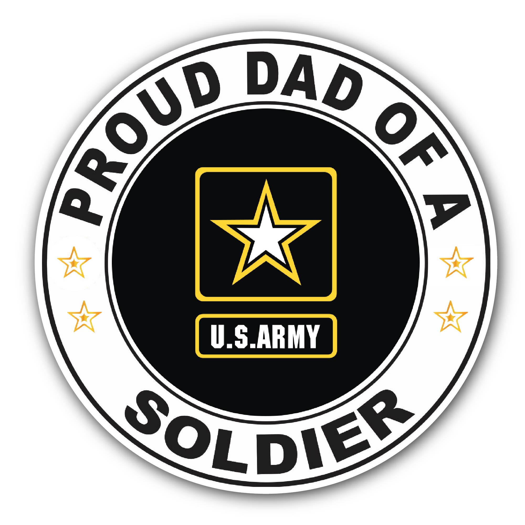 Proud Dad of a Soldier U.S. Army Sticker, Waterproof Vinyl Decal Sticker Indoor Or Outdoor 2 (Pieces) 3" and 5"